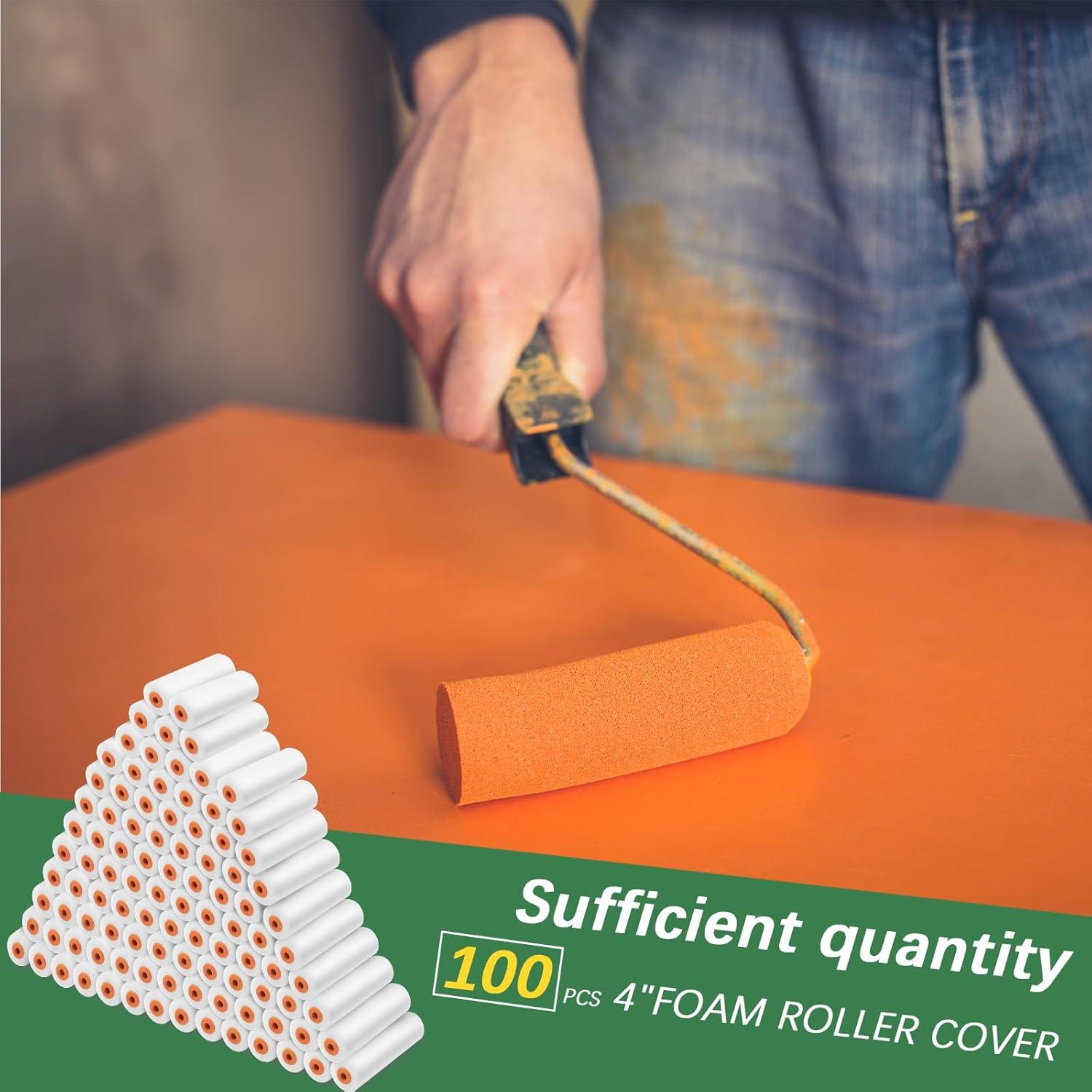 100 Pcs Rodillo de Pintura Mini 10.16 cm KoMvzyl Espuma Densa