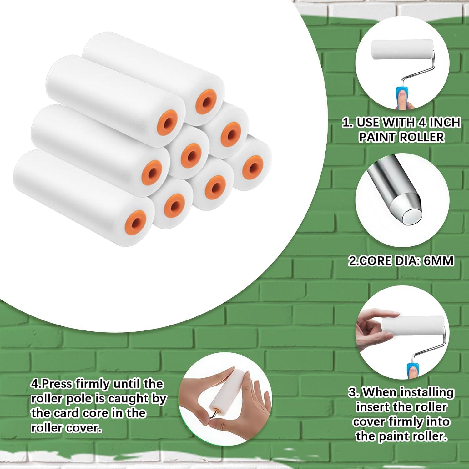 100 Pcs Rodillo de Pintura Mini 10.16 cm KoMvzyl Espuma Densa