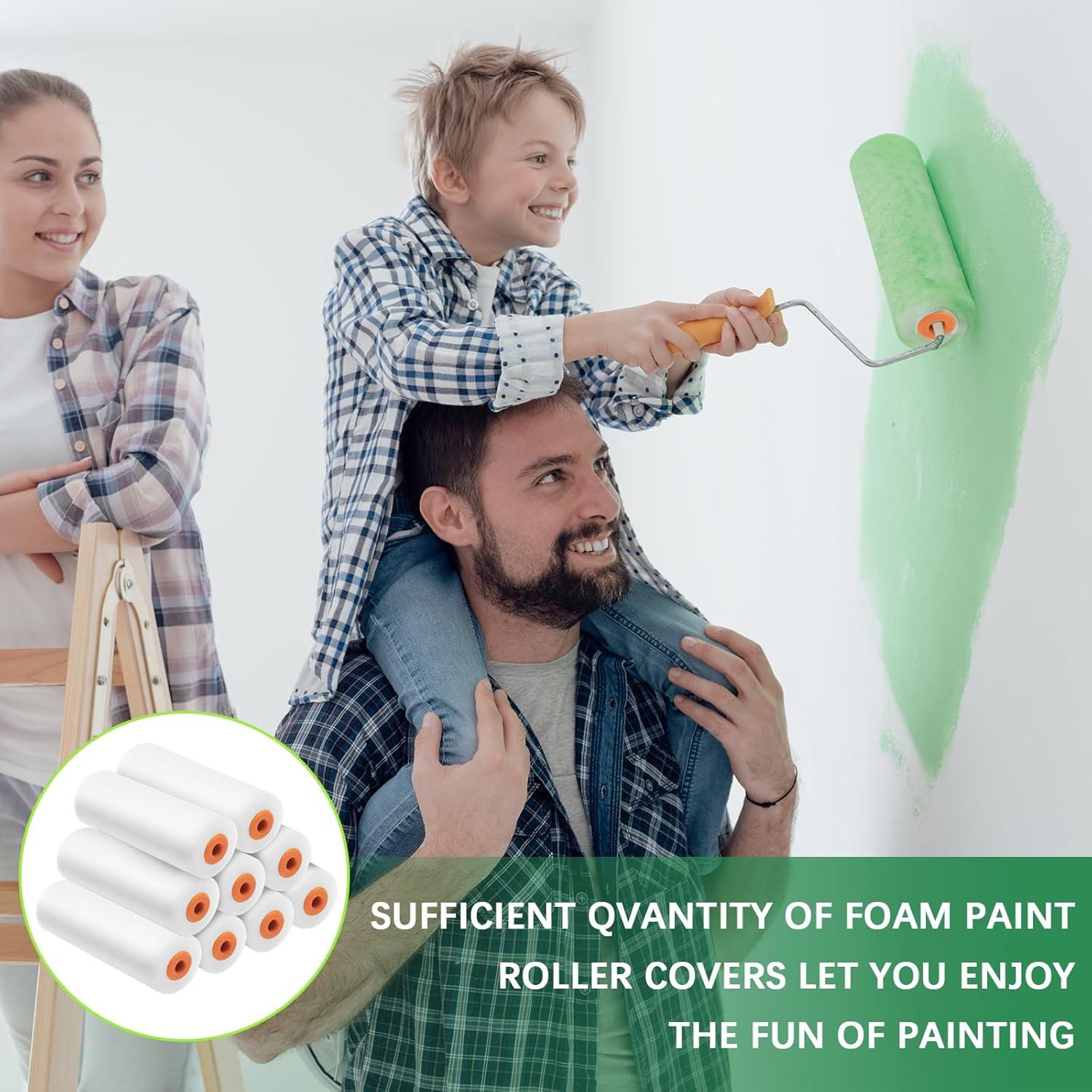 100 Pcs Rodillo de Pintura Mini 10.16 cm KoMvzyl Espuma Densa