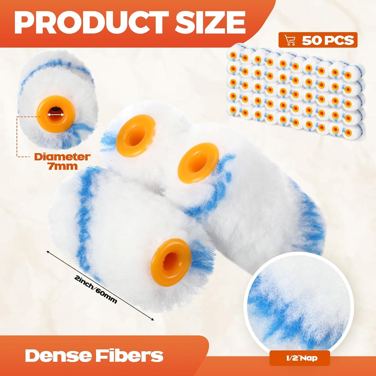 Rodillos de Pintura Mini Microfibra Leumoi 50 Pcs 5.08 cm