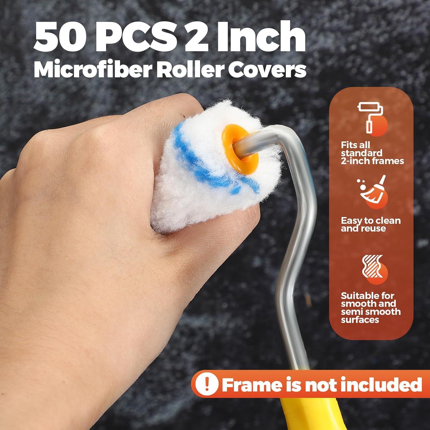 Rodillos de Pintura Mini Microfibra Leumoi 50 Pcs 5.08 cm