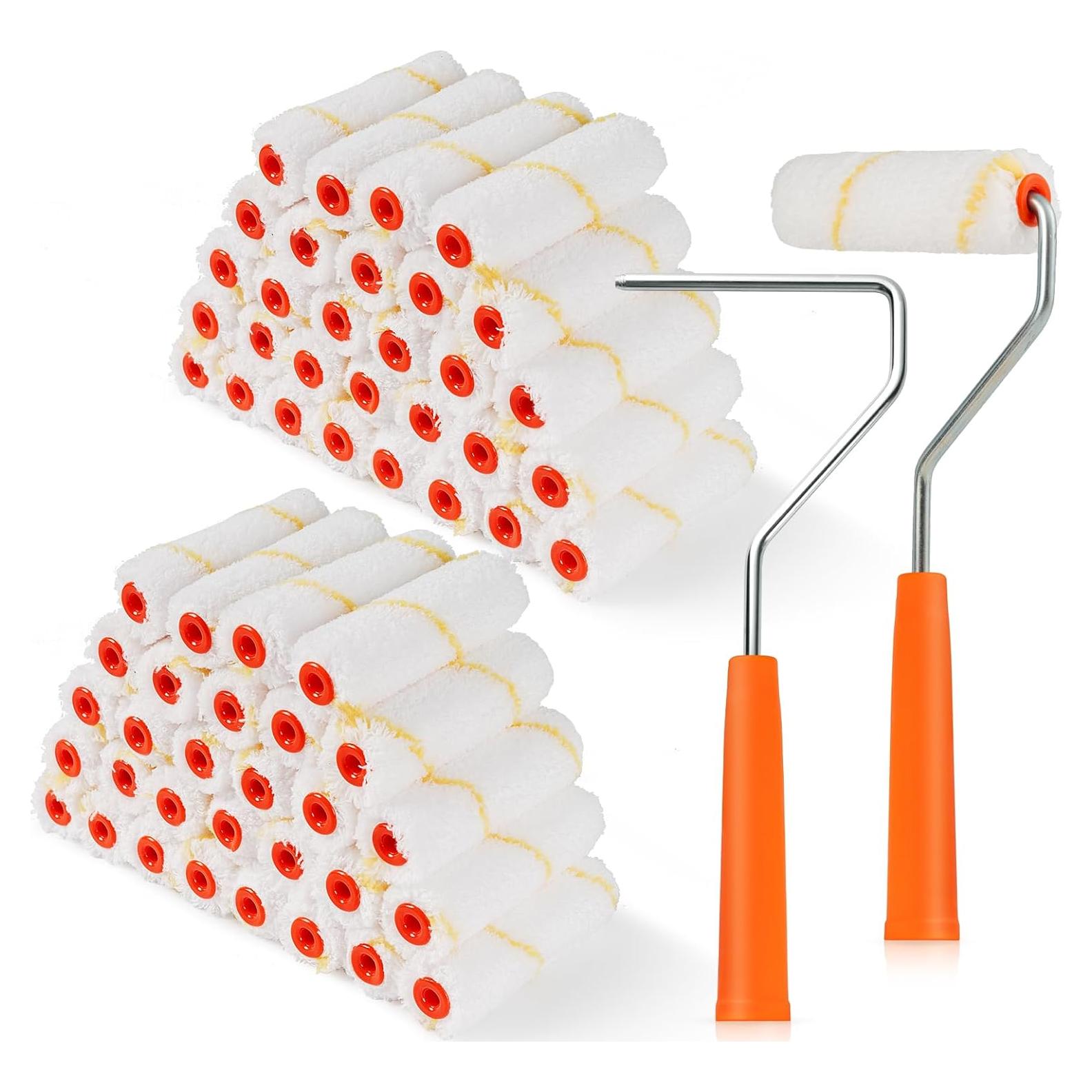 Kit de Rodillos de Pintura Microfibra 4" - 60 Fundas + 2 Marcos