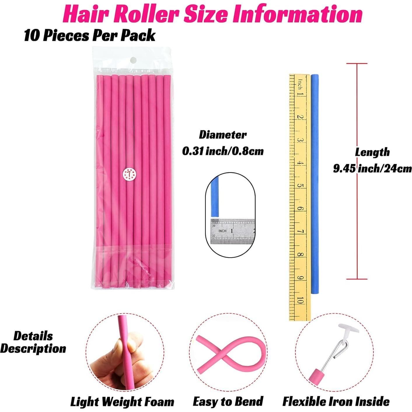 30 Varillas de Rizado Flexible Sin Calor Royota Rosa 24 cm