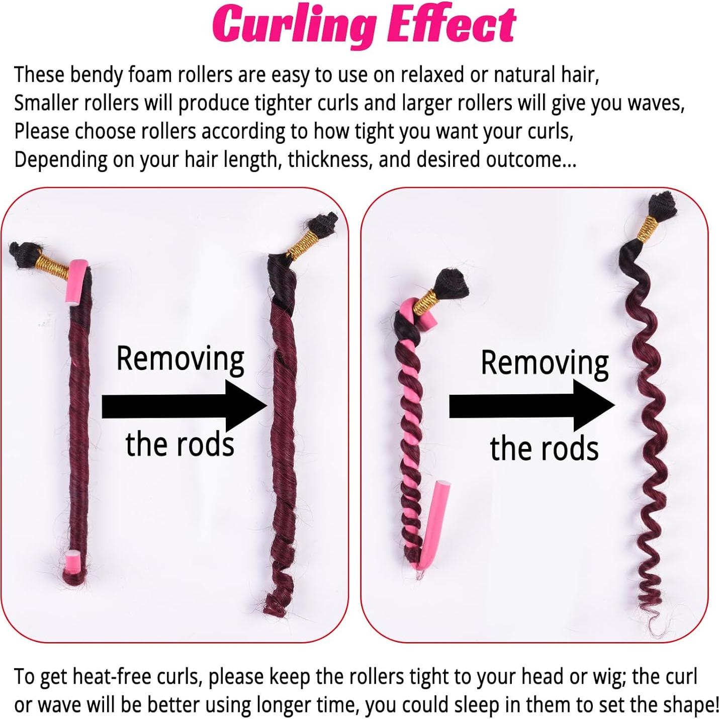 30 Varillas de Rizado Flexible Sin Calor Royota Rosa 24 cm