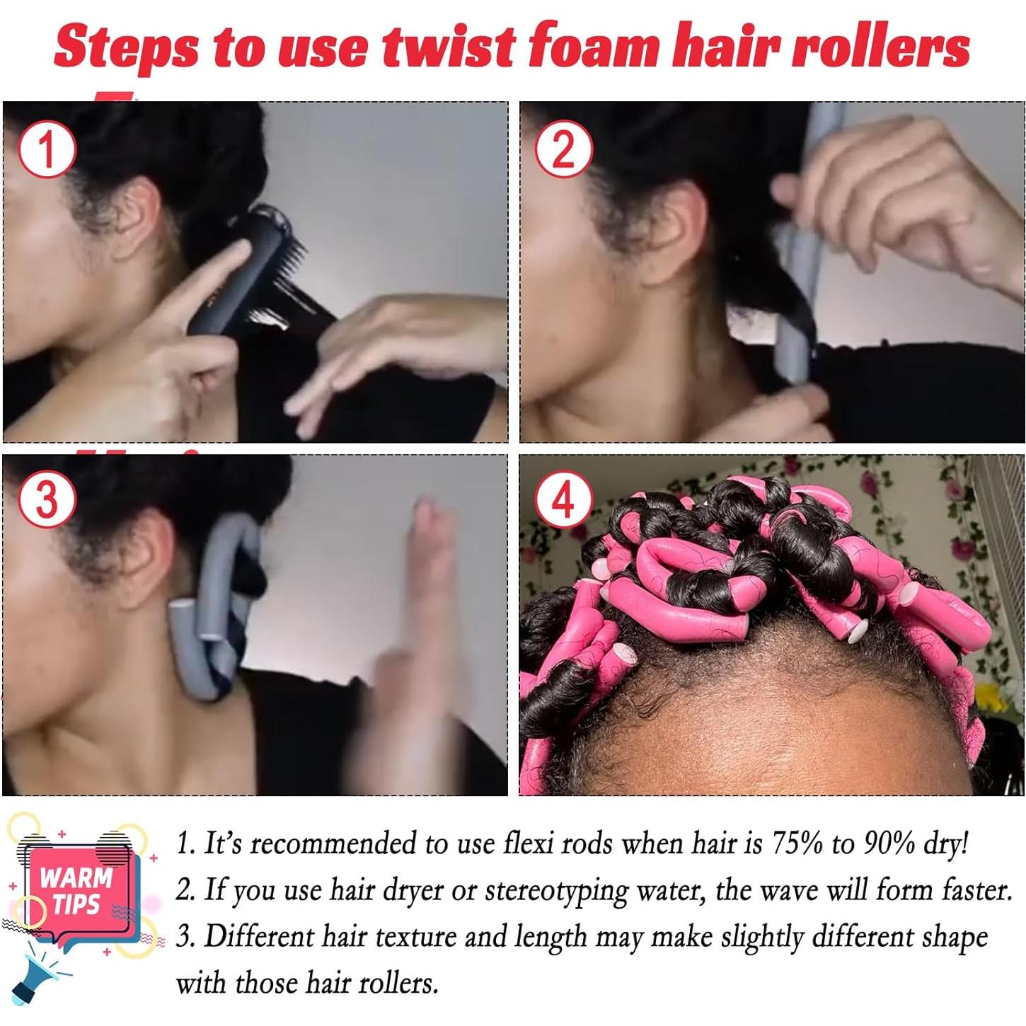 30 Varillas de Rizado Flexible Sin Calor Royota Rosa 24 cm