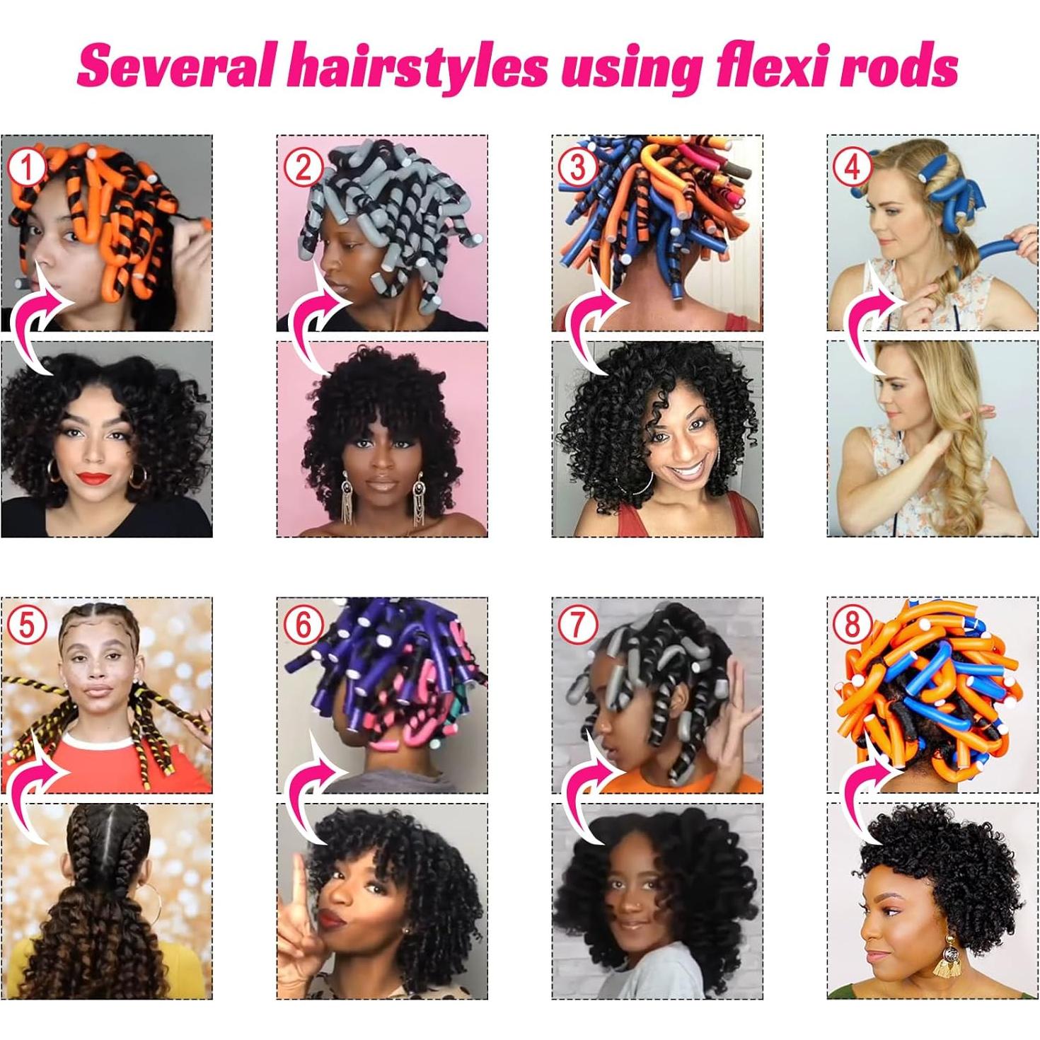 30 Varillas de Rizado Flexible Sin Calor Royota Rosa 24 cm