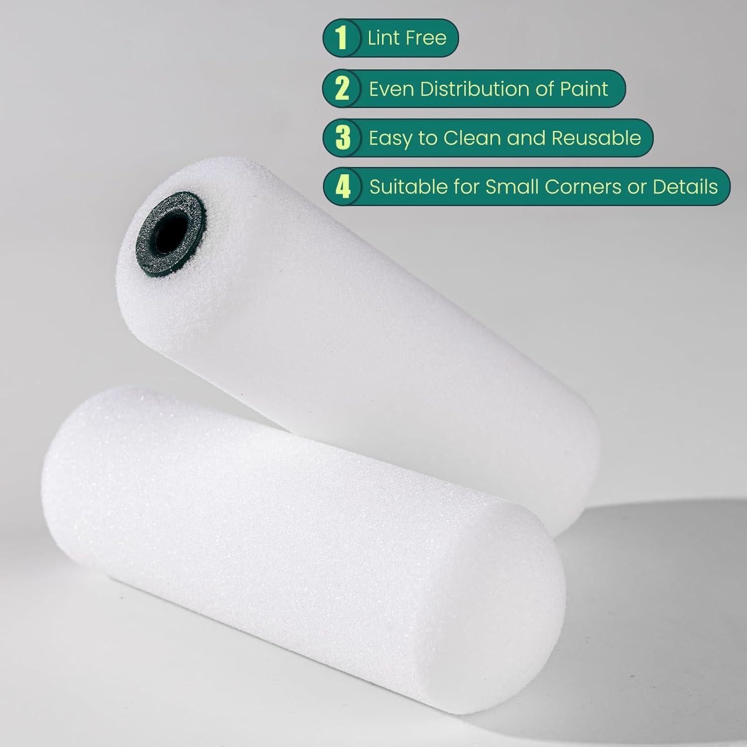 Fundas de Rodillo de Pintura de Espuma YiBaiBrush 4" - Paquete de 20