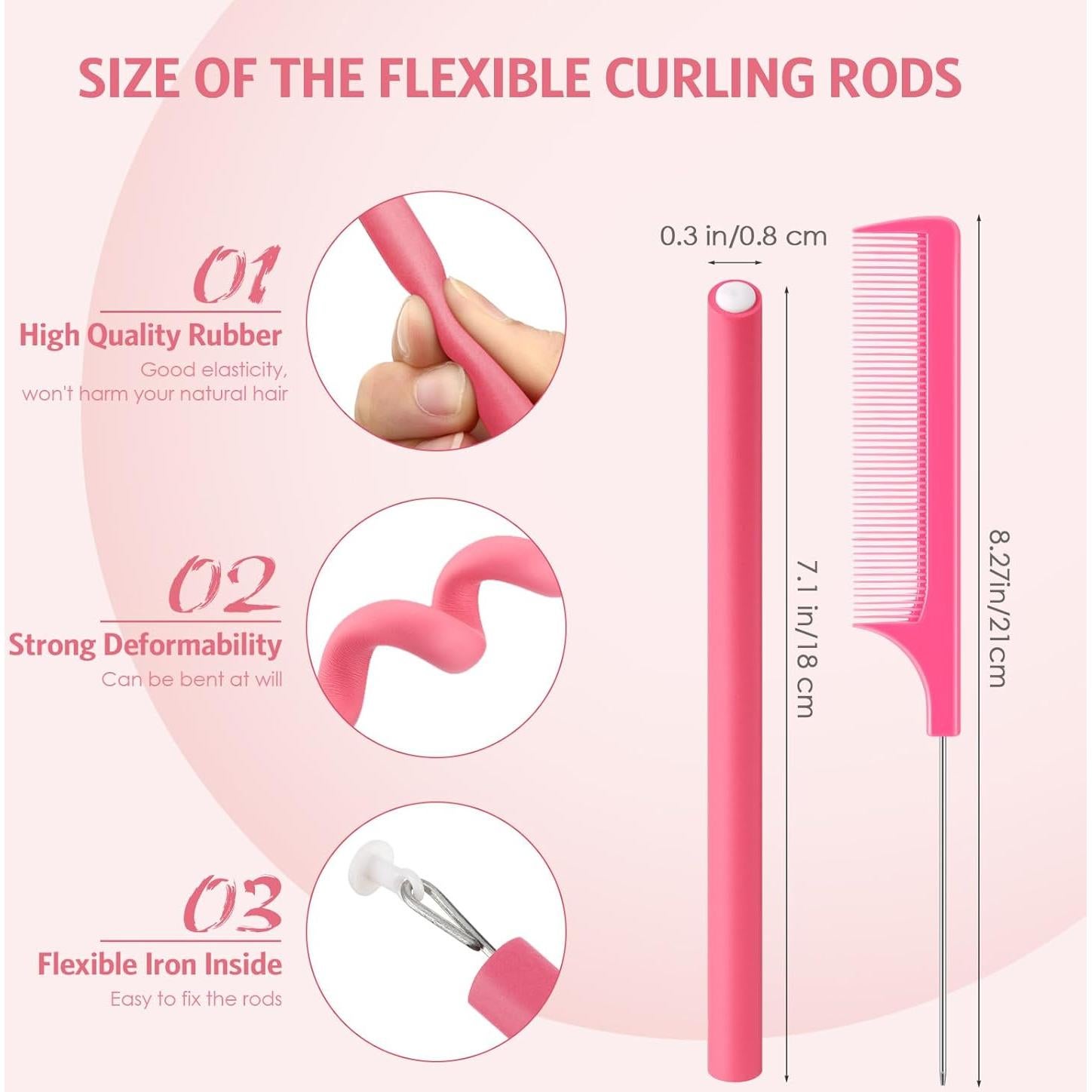 Varillas Flexibles para Rizar Cabello Syhood 30 Piezas Rosa