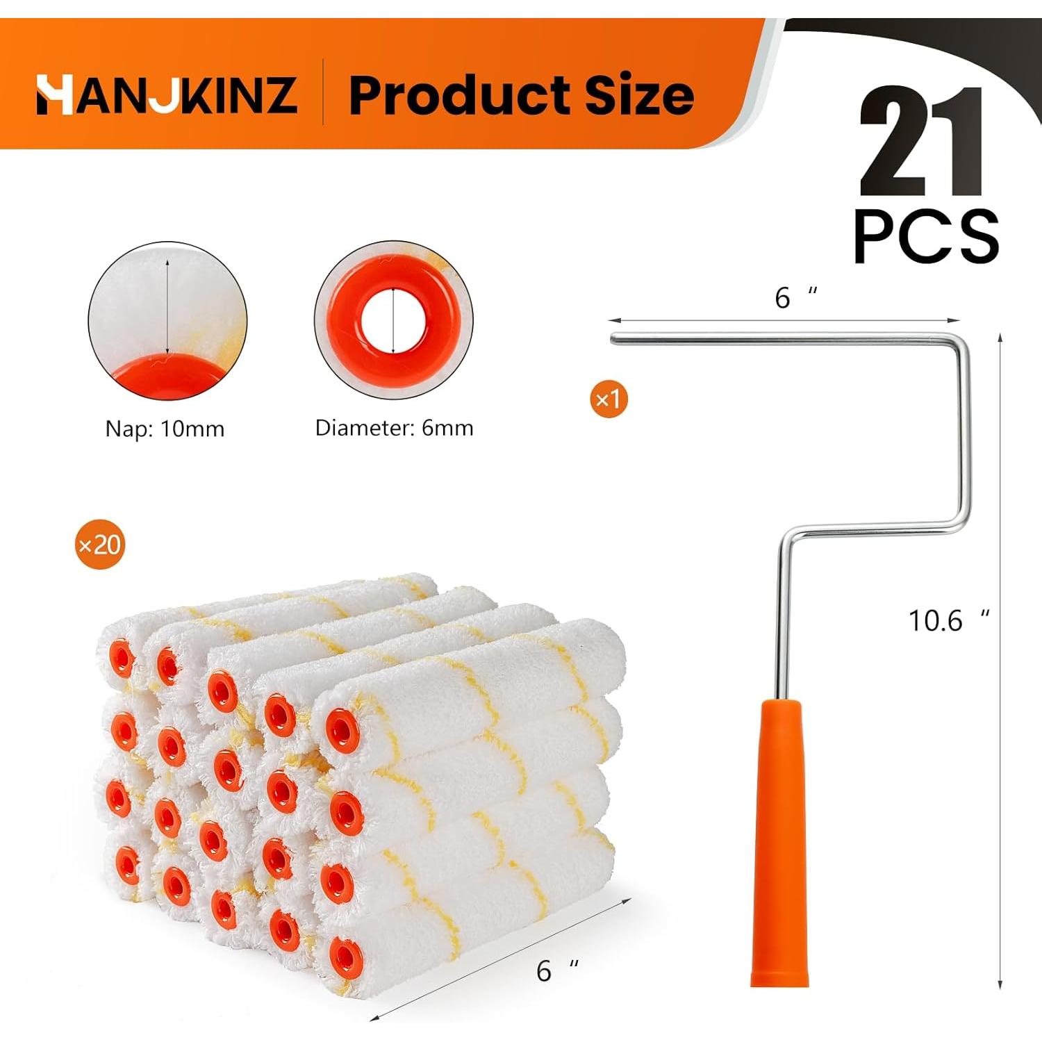 Kit de Rodillos de Pintura Microfibra 6 Pulgadas 20 Piezas