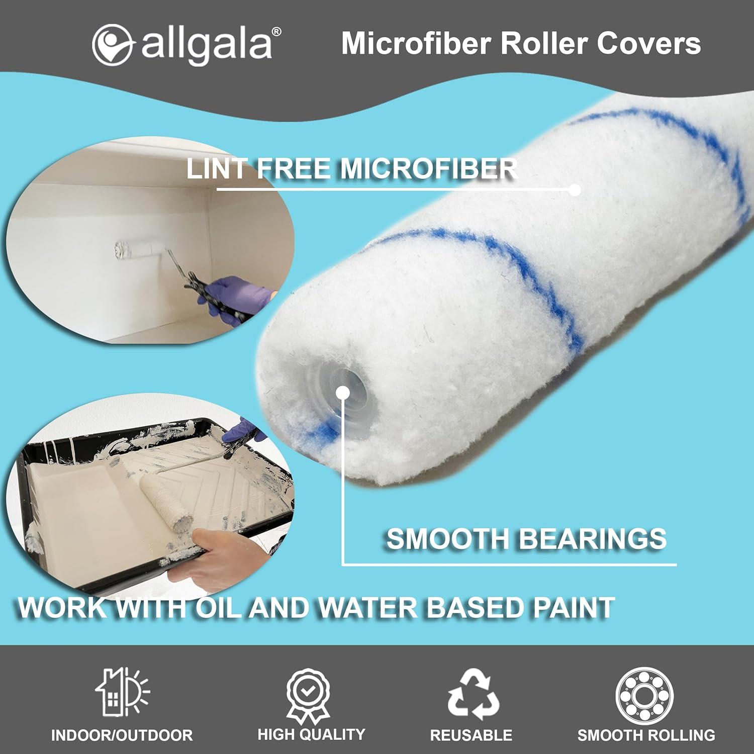 Cubiertas de Rodillo de Pintura Microfibra Allgala 4" - 12 Piezas