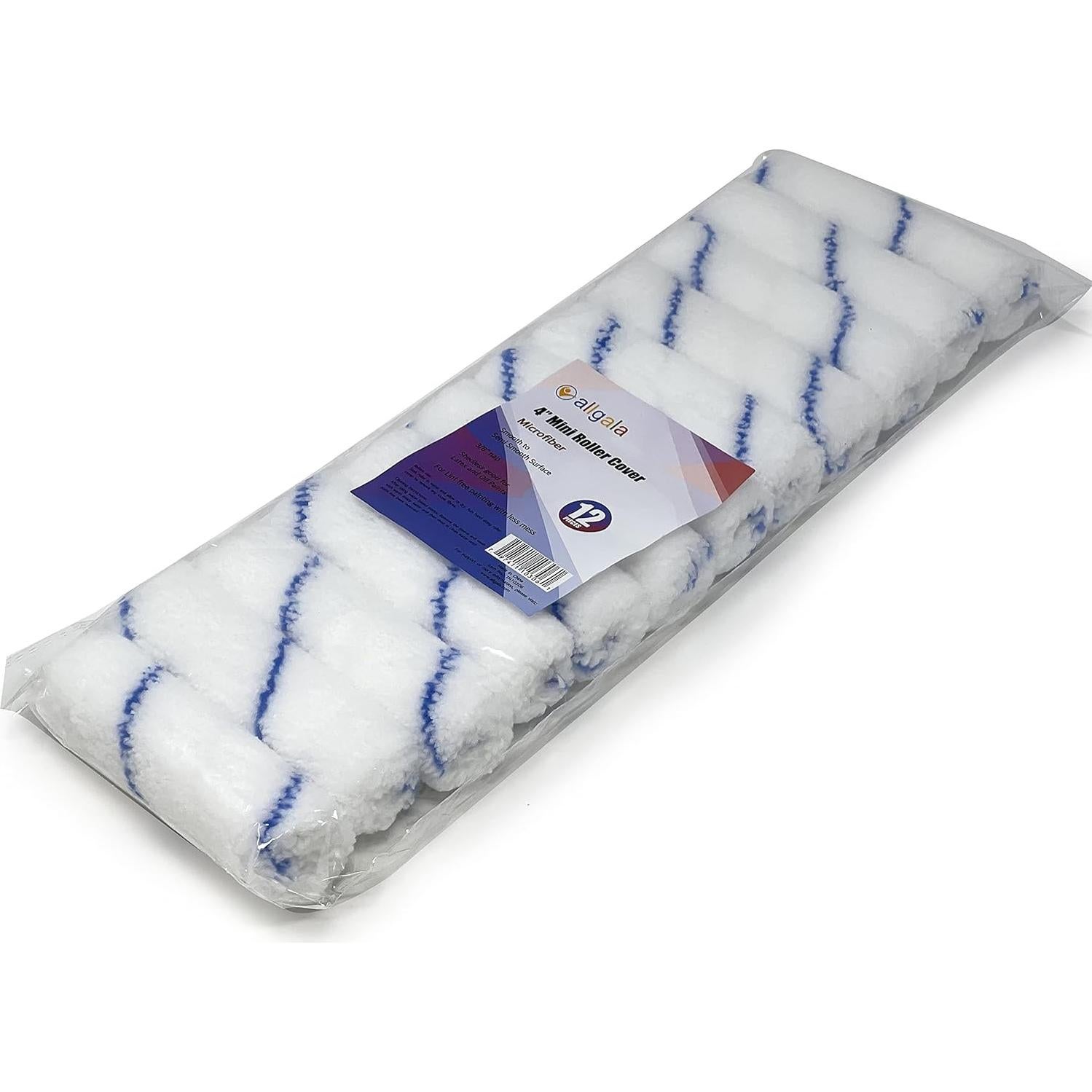 Cubiertas de Rodillo de Pintura Microfibra Allgala 4" - 12 Piezas