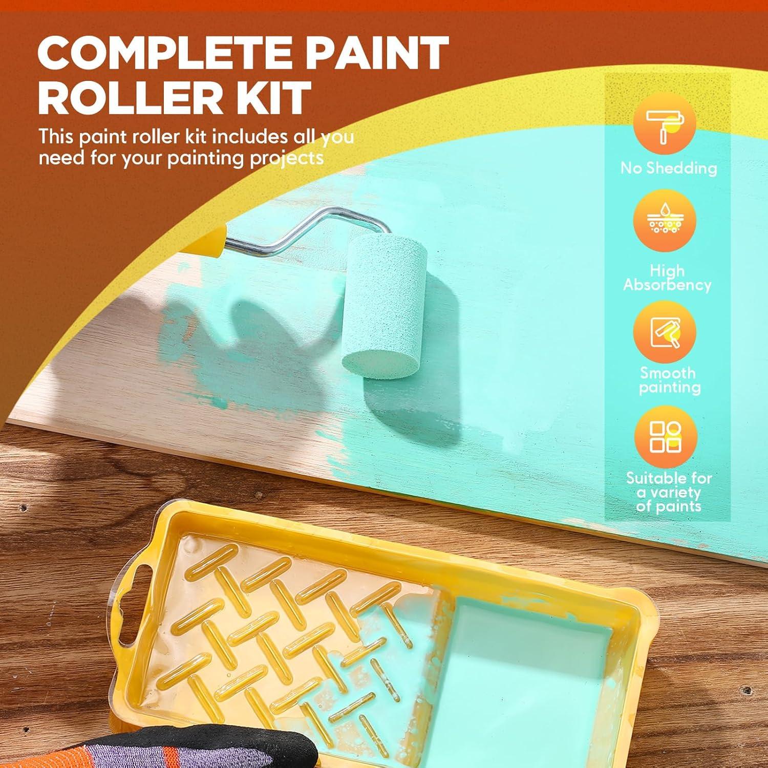 Kit de Rodillo de Pintura Leumoi 30 Piezas 2" con Bandeja