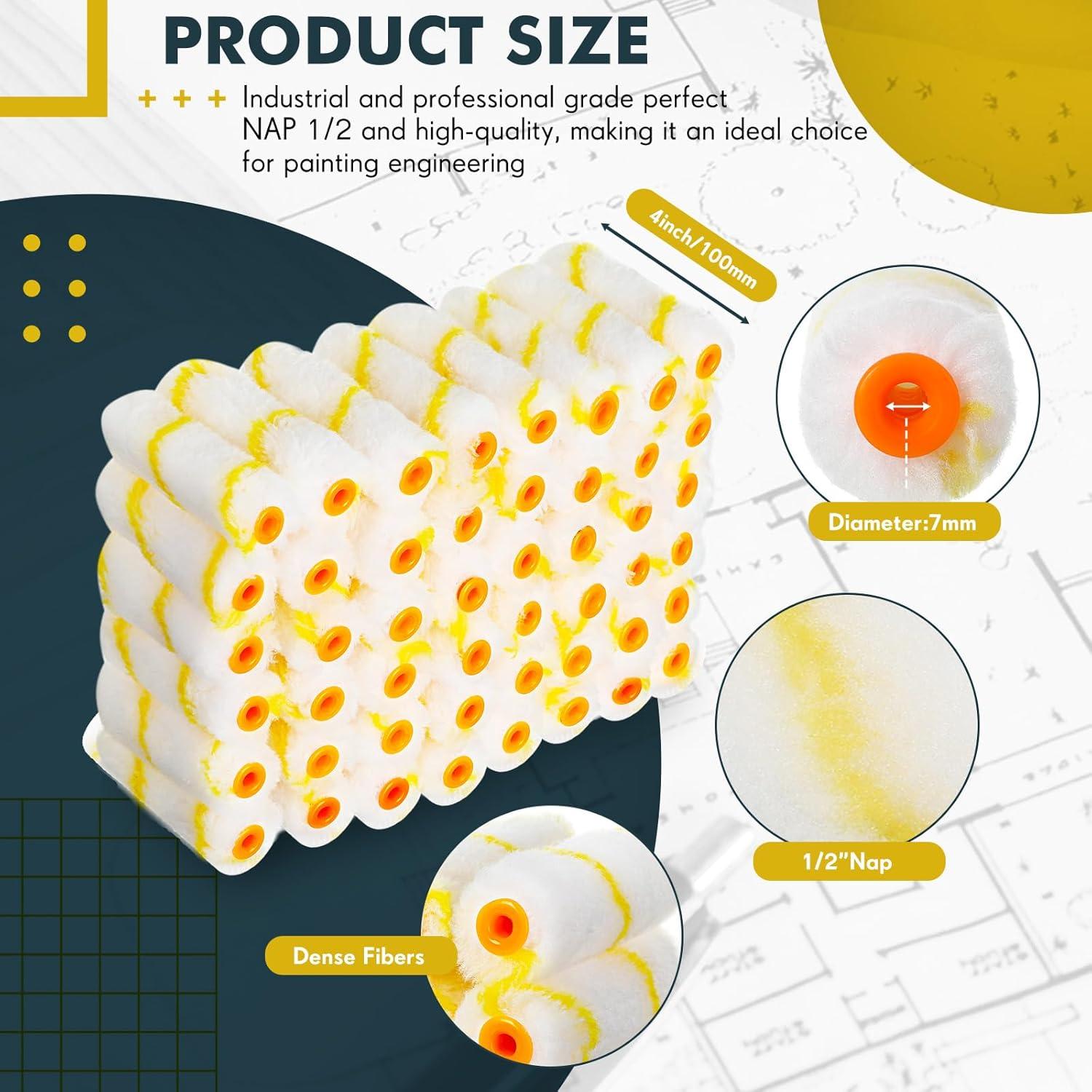 Cubiertas de Rodillo de Pintura Leumoi 100 Pcs 10.16 cm Microfibra