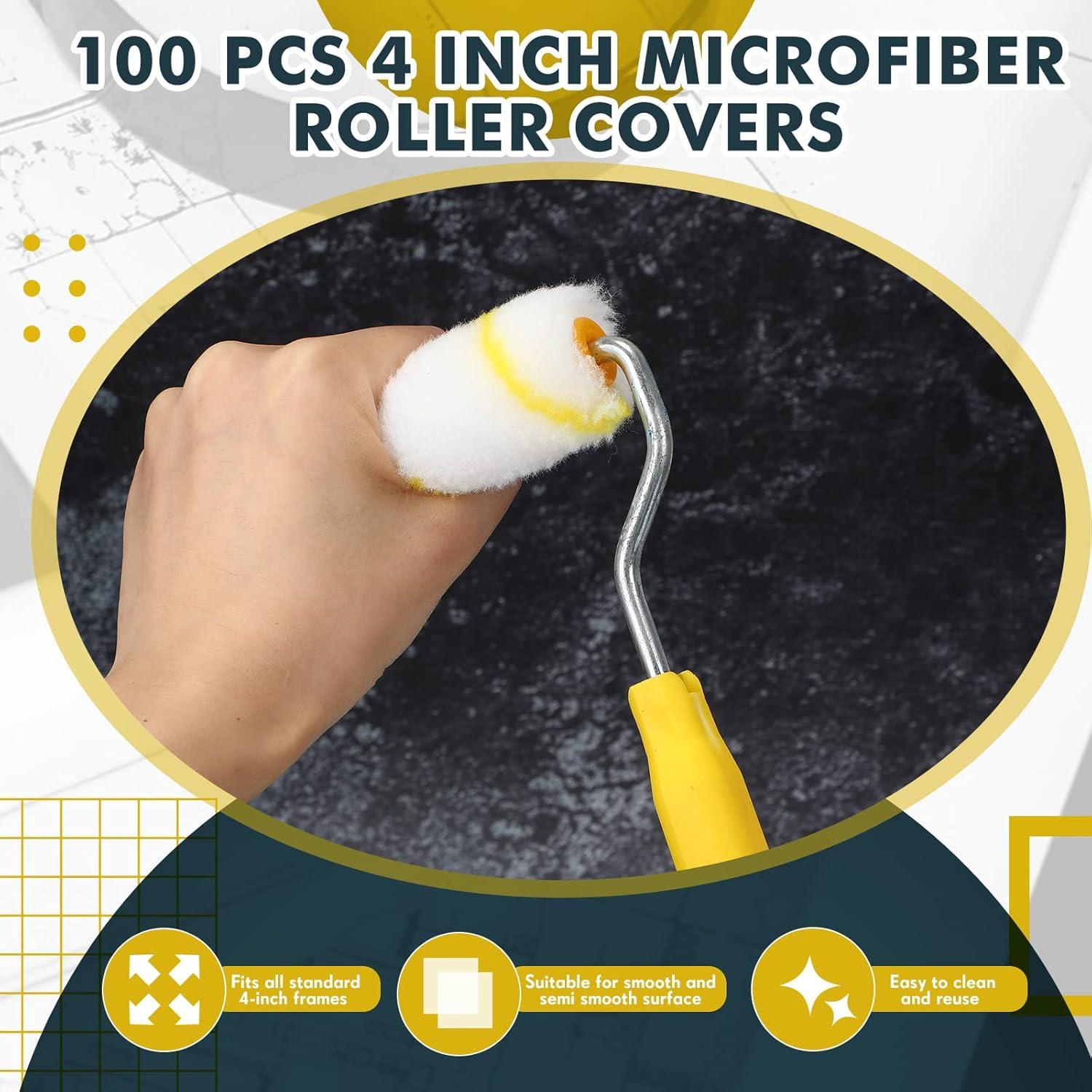 Cubiertas de Rodillo de Pintura Leumoi 100 Pcs 10.16 cm Microfibra