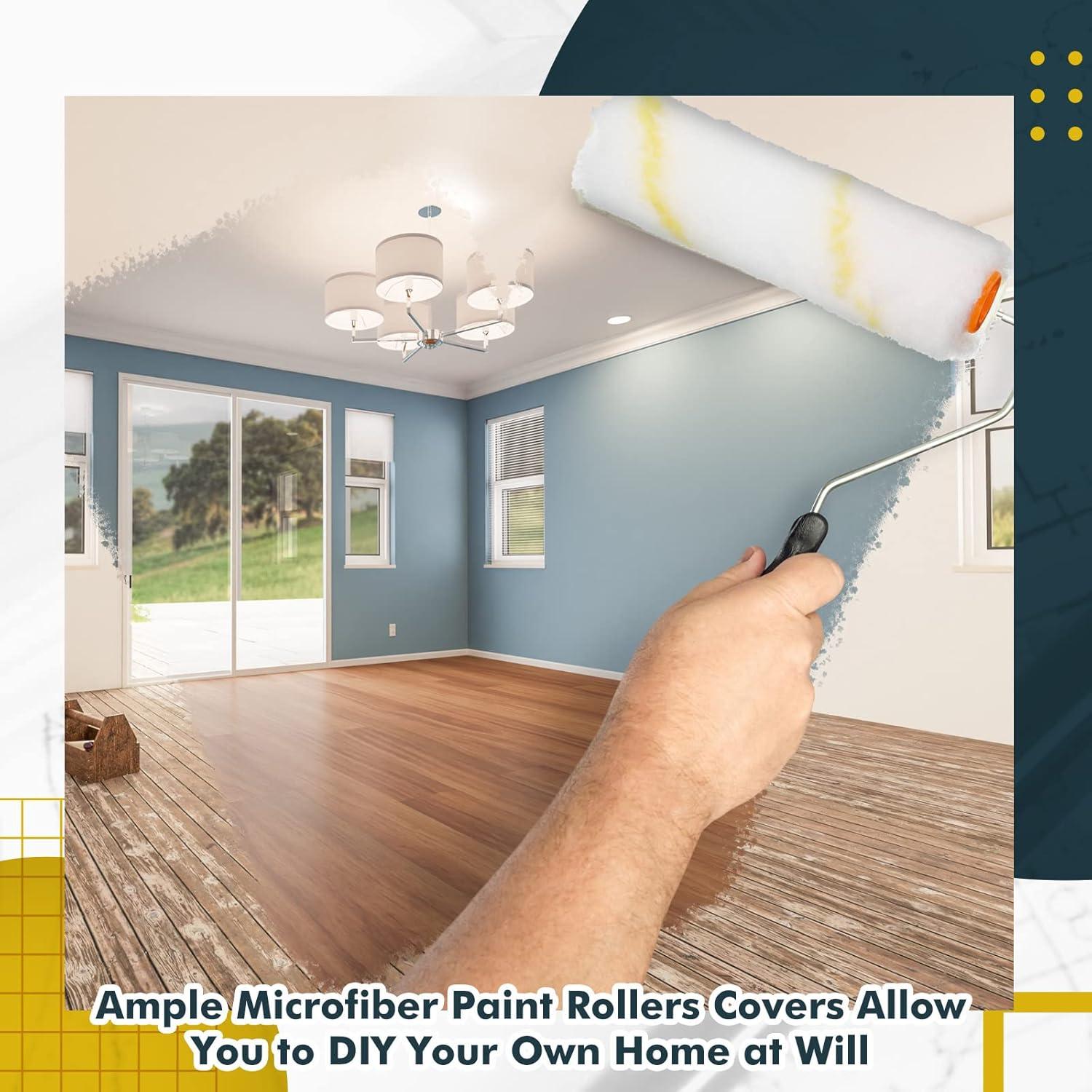 Cubiertas de Rodillo de Pintura Leumoi 100 Pcs 10.16 cm Microfibra