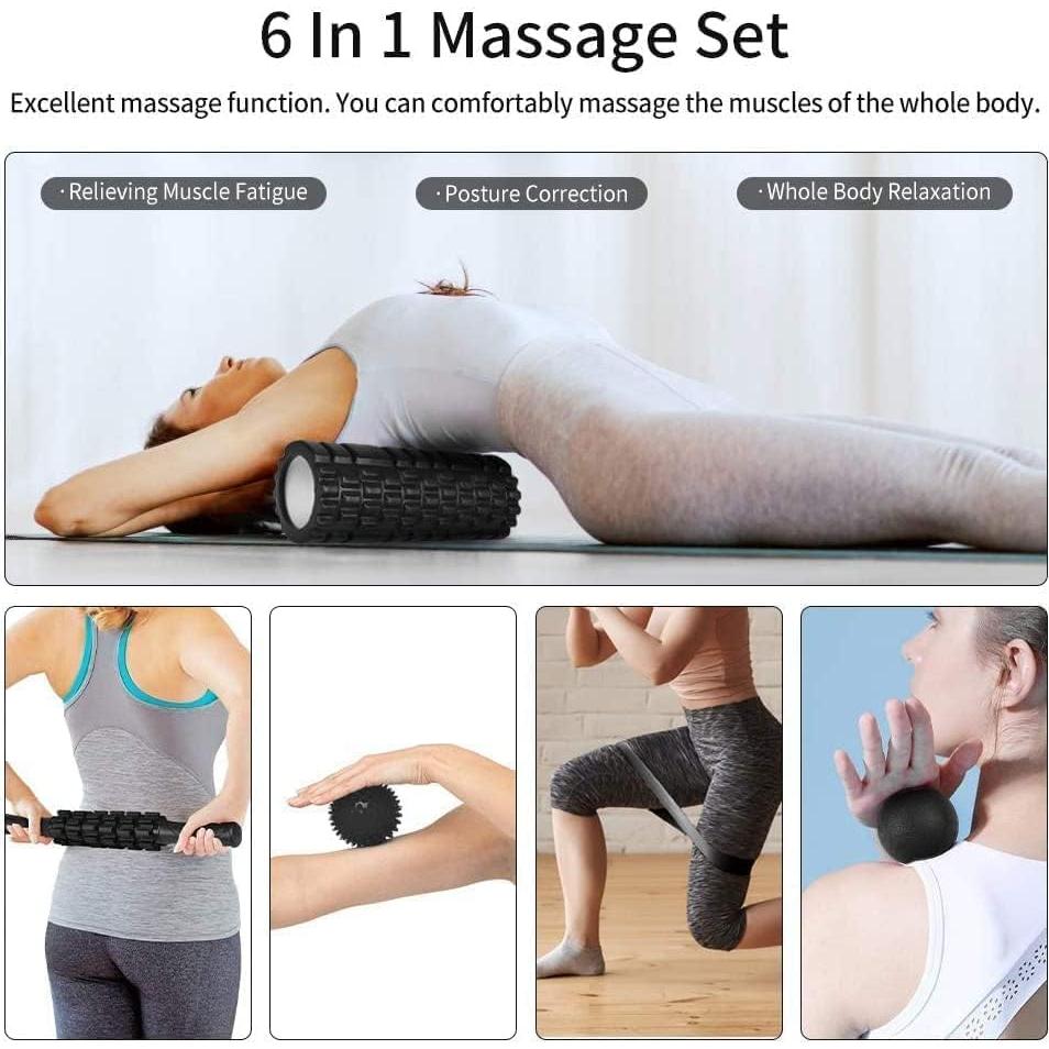 Set de Masaje Muscular Profundo 6 en 1 Aucuu con Rodillo