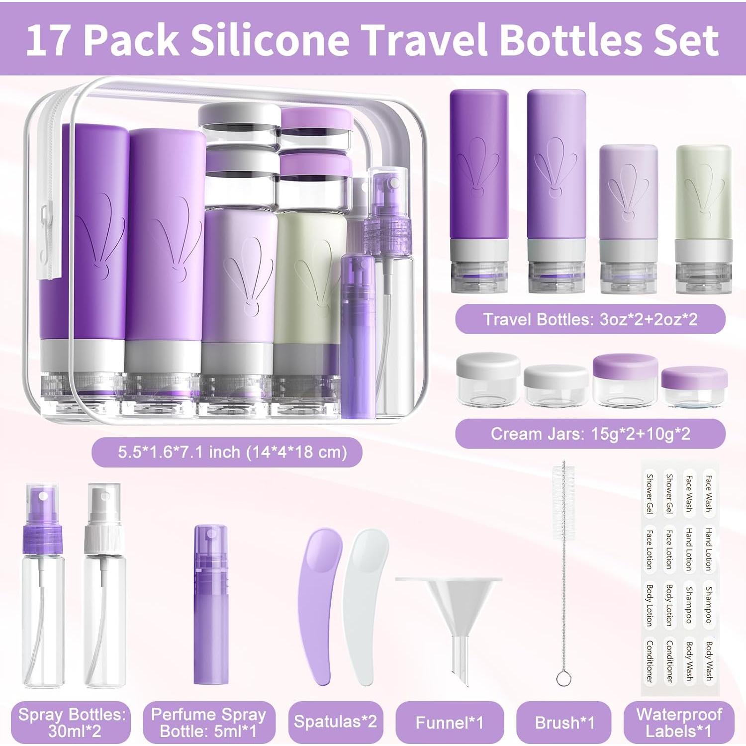 Conjunto de Botellas de Viaje INSFIT 17 Pack Silicona A Prueba de Fugas