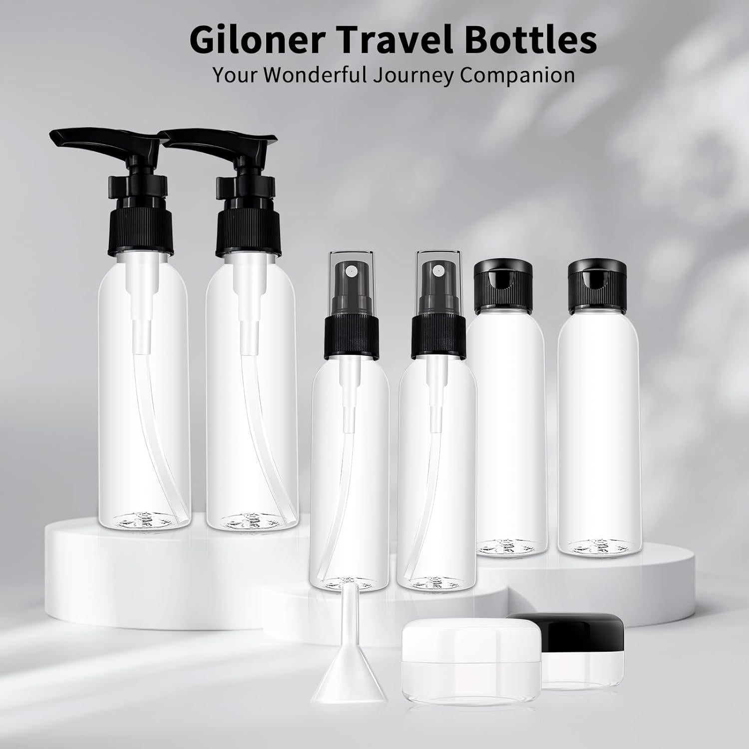 Set de 13 Botellas de Viaje Giloner a Prueba de Fugas 60ml