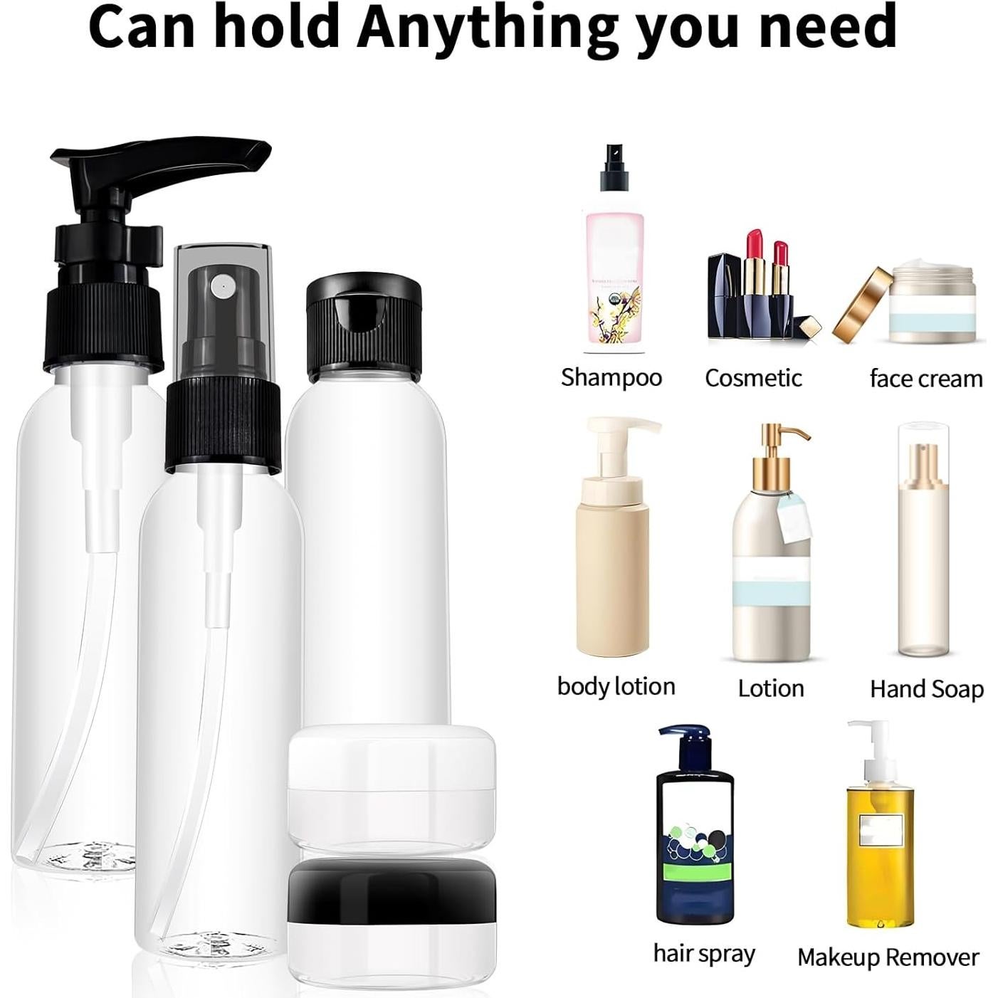 Set de 13 Botellas de Viaje Giloner a Prueba de Fugas 60ml