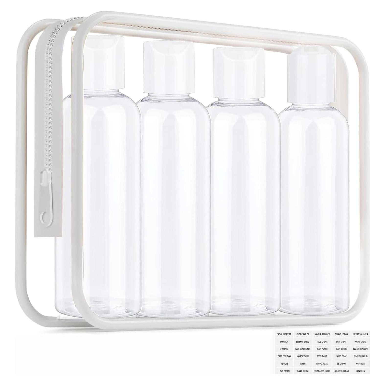 Kit de Botellas de Viaje HUIYI 100ml Aprobadas por TSA - 4 Piezas