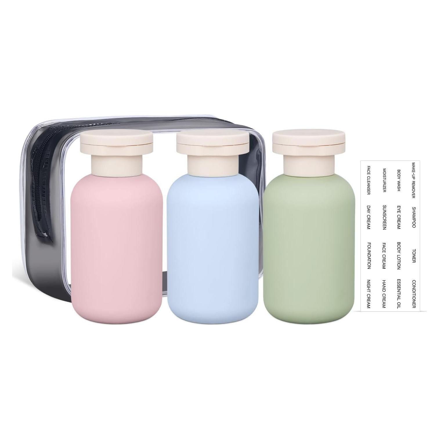 Set de Botellas de Viaje Reutilizables ASEVAT 100 ml a Prueba de Fugas