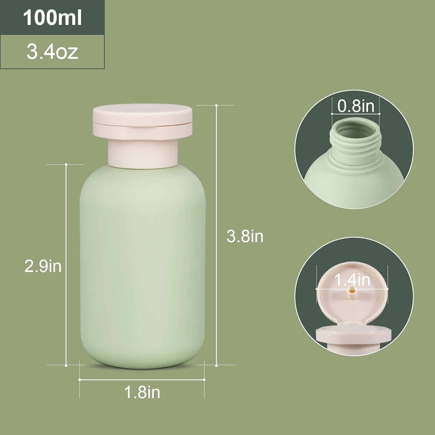 Set de Botellas de Viaje Reutilizables ASEVAT 100 ml a Prueba de Fugas