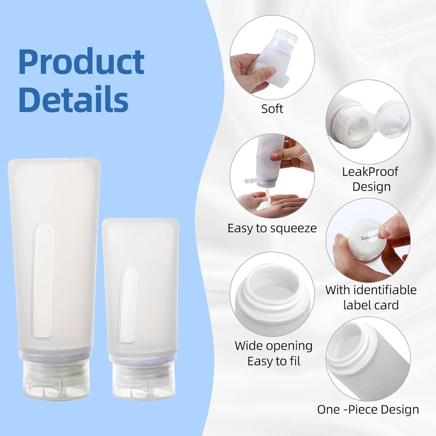 Set de 17 Botellas de Silicona Craftisan para Viaje TSA