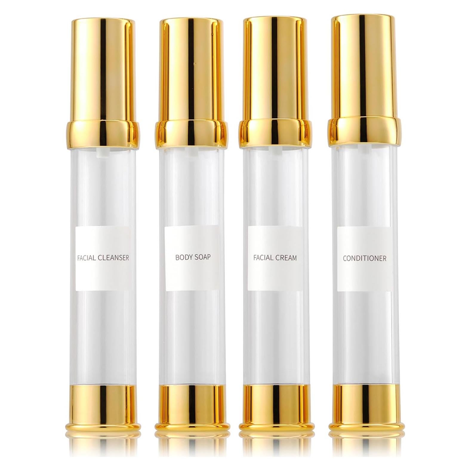 Juego de Botellas de Viaje Doradas 30ml XQNCBY 4 Piezas