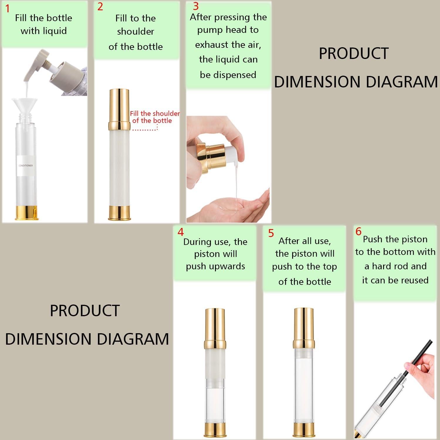 Juego de Botellas de Viaje Doradas 30ml XQNCBY 4 Piezas
