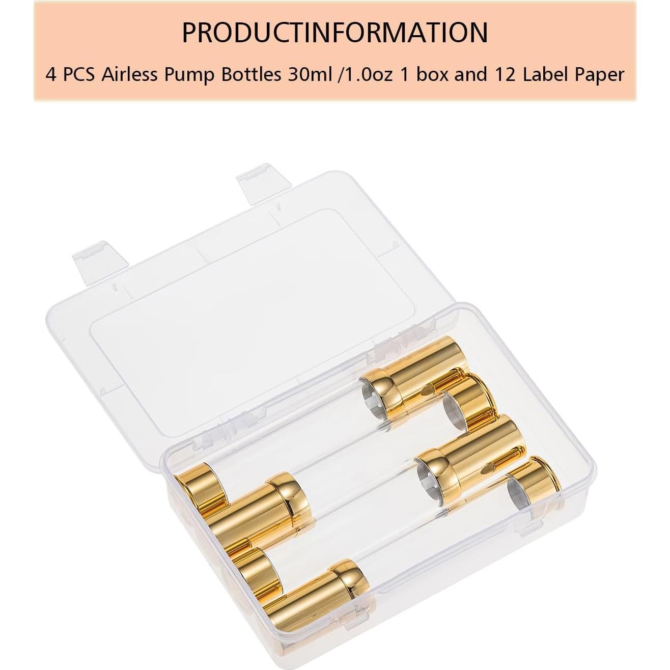 Juego de Botellas de Viaje Doradas 30ml XQNCBY 4 Piezas