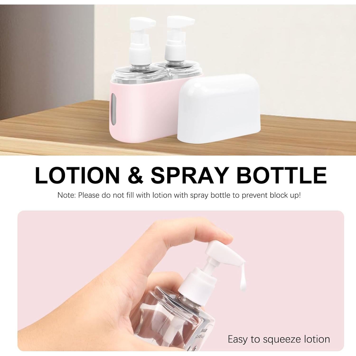 Botellas de Viaje Skycase 2 en 1 Rosa - A Prueba de Fugas