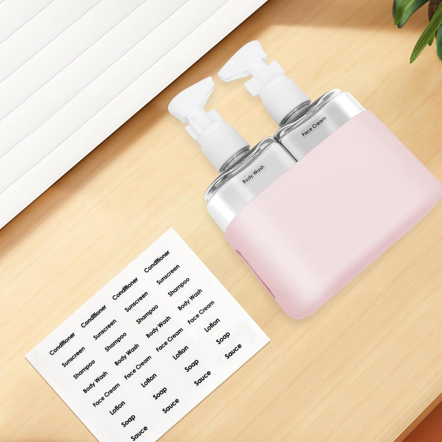 Botellas de Viaje Skycase 2 en 1 Rosa - A Prueba de Fugas