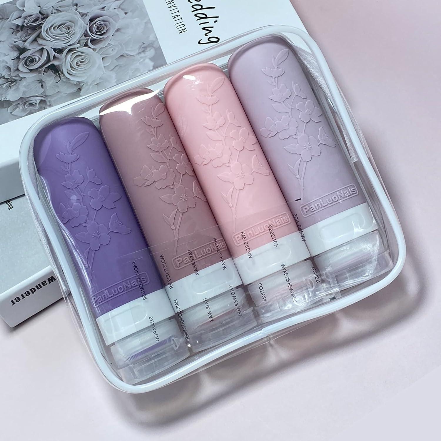 Botellas de Viaje PanLuoNais 3 Oz Silicona A Prueba de Fugas