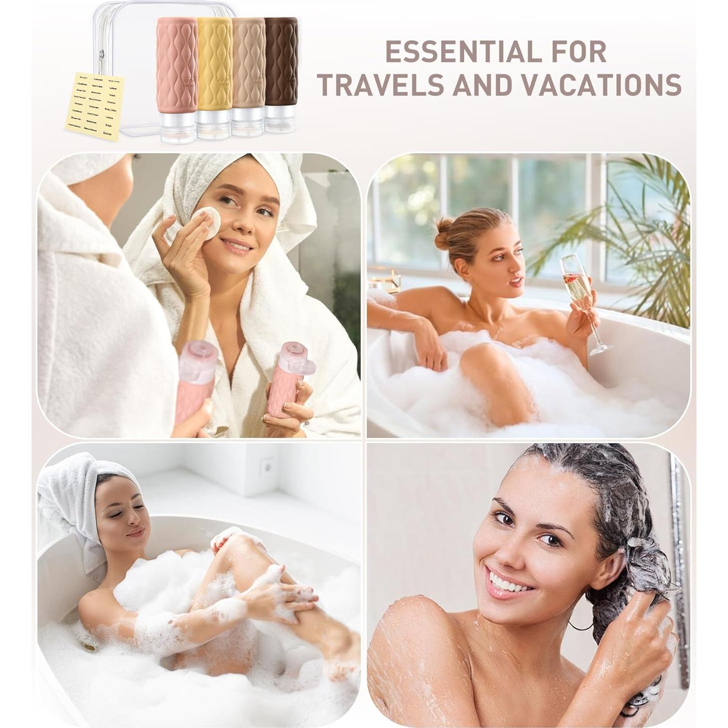 Botellas de Viaje Colelulu 100 ml Silicona Aprobadas TSA