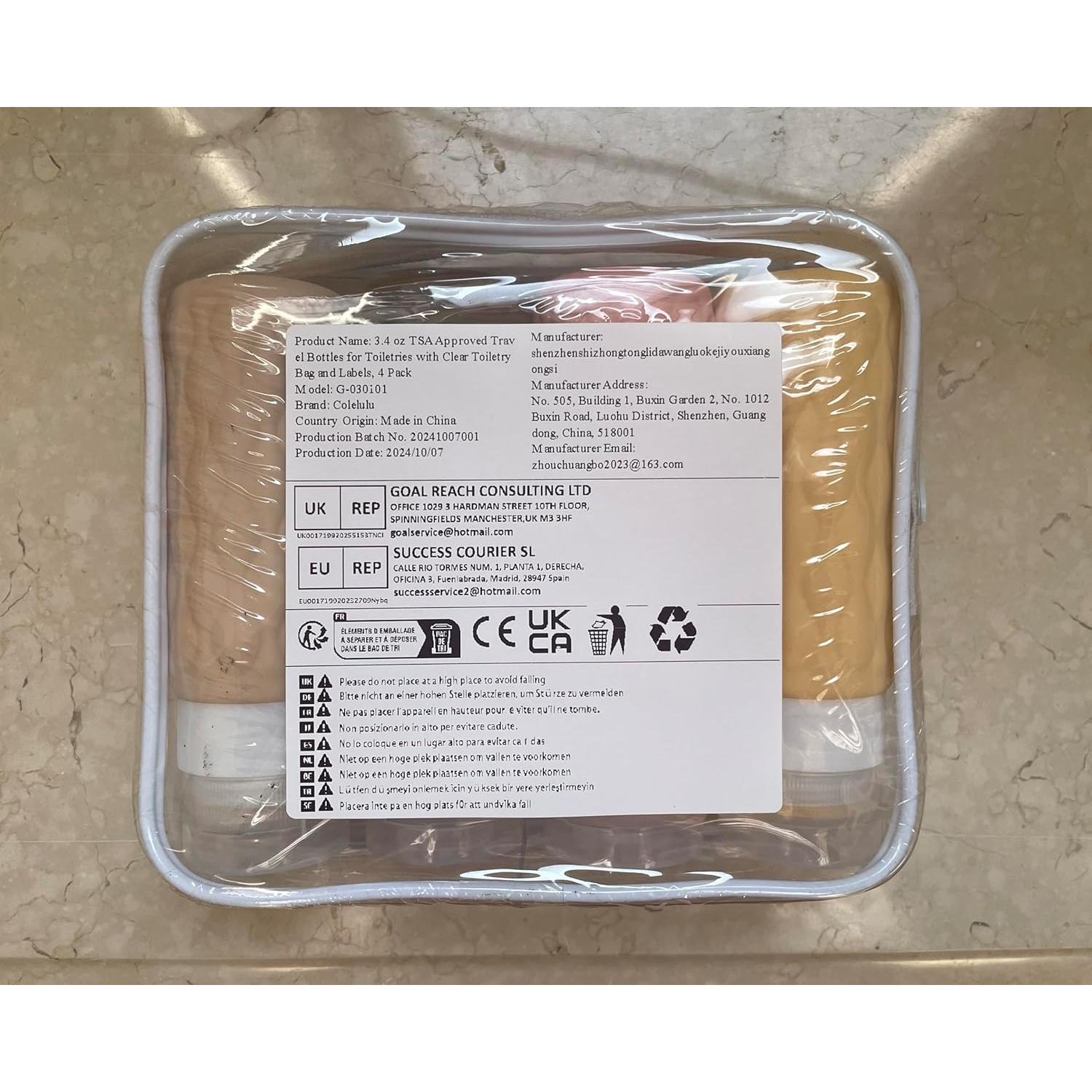 Botellas de Viaje Colelulu 100 ml Silicona Aprobadas TSA