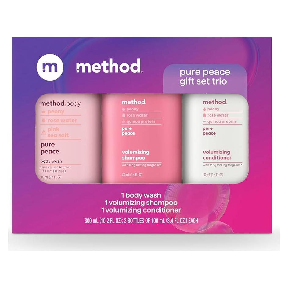 Set de regalo gel de baño y cuidado cabello Method 3x100ml