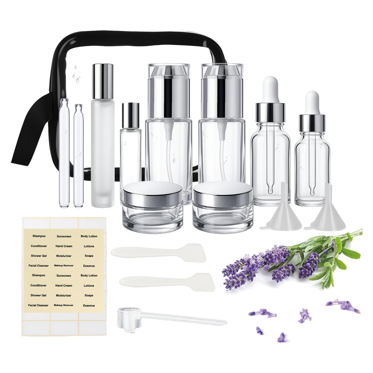 18 Botellas de Vidrio para Viaje FYAWME Aprobadas por TSA