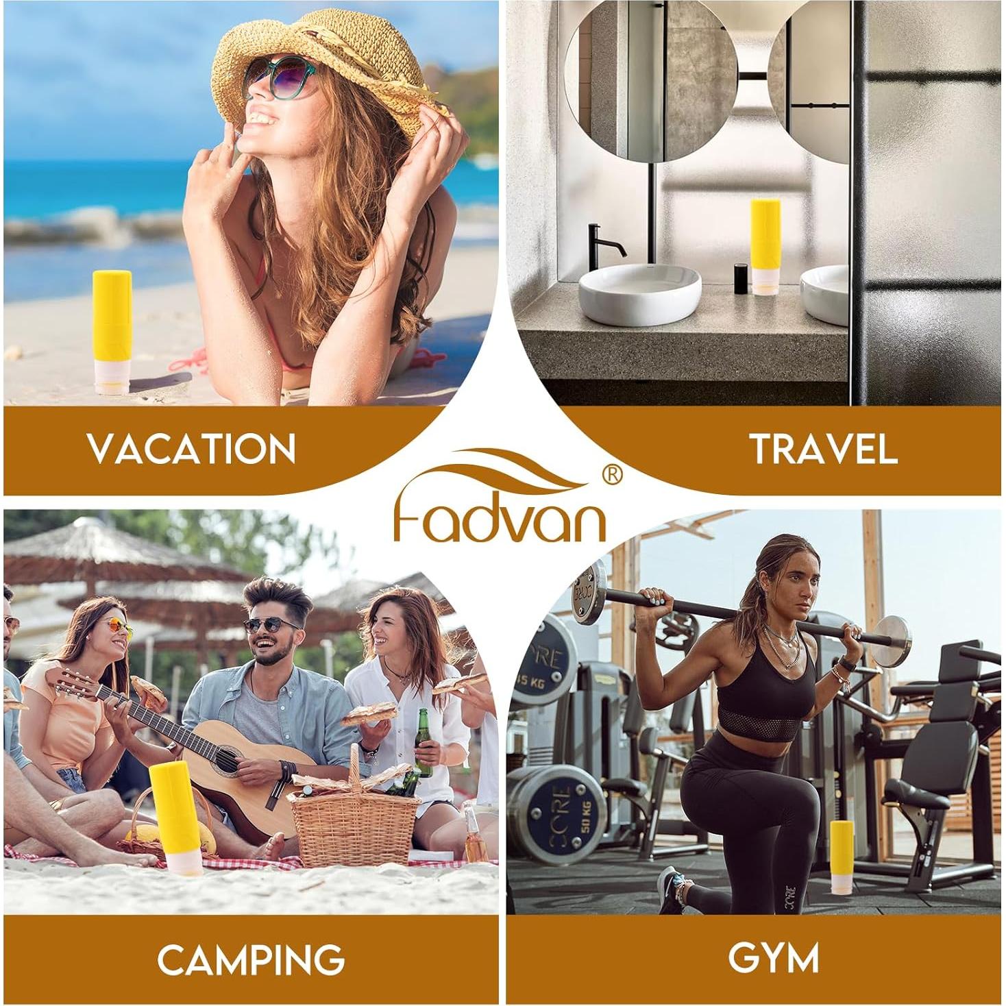 Botellas de Viaje FADVAN 3.3oz (98ml) a Prueba de Fugas