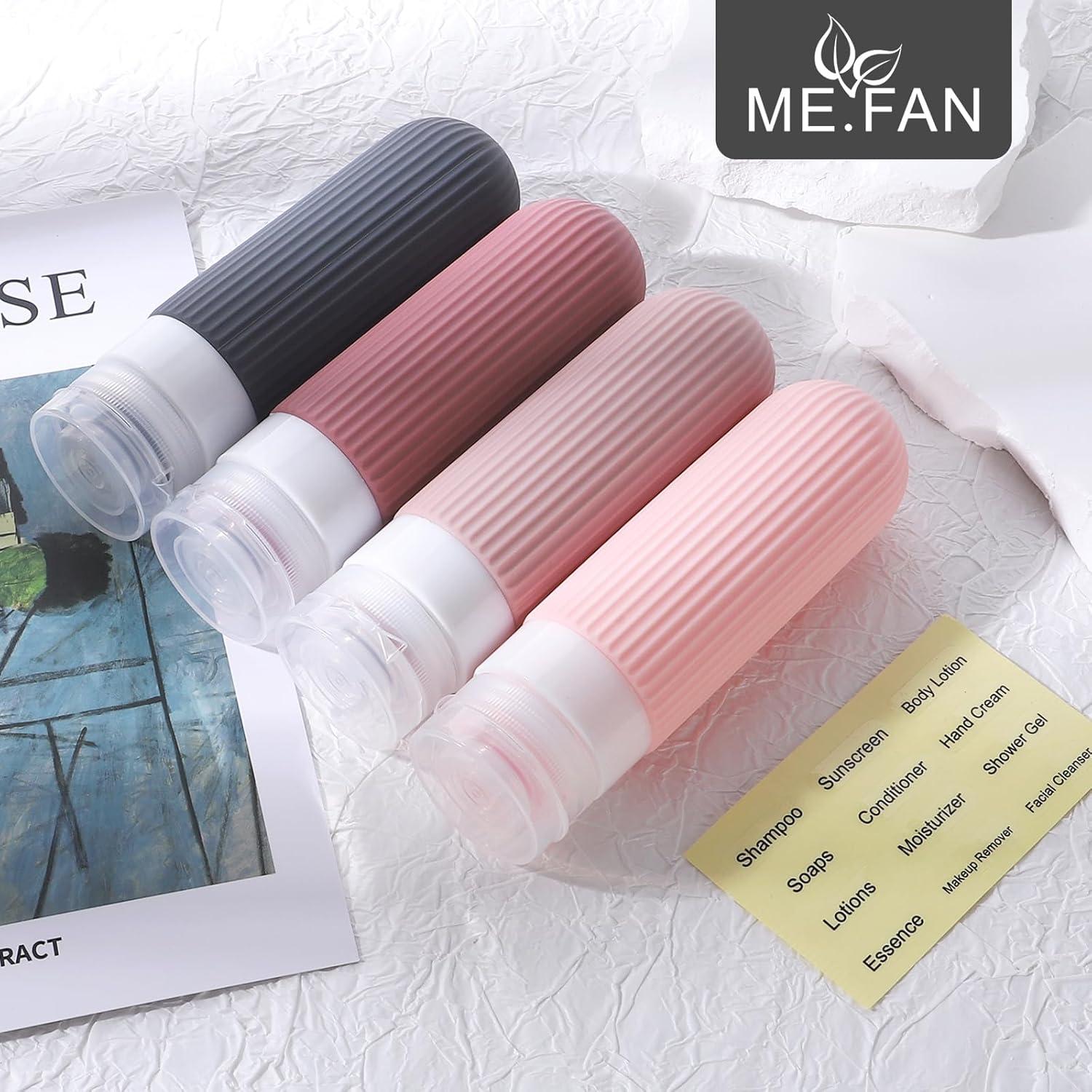 Botellas de Viaje ME.FAN 3oz Silicona Aprobadas TSA - Paquete de 4