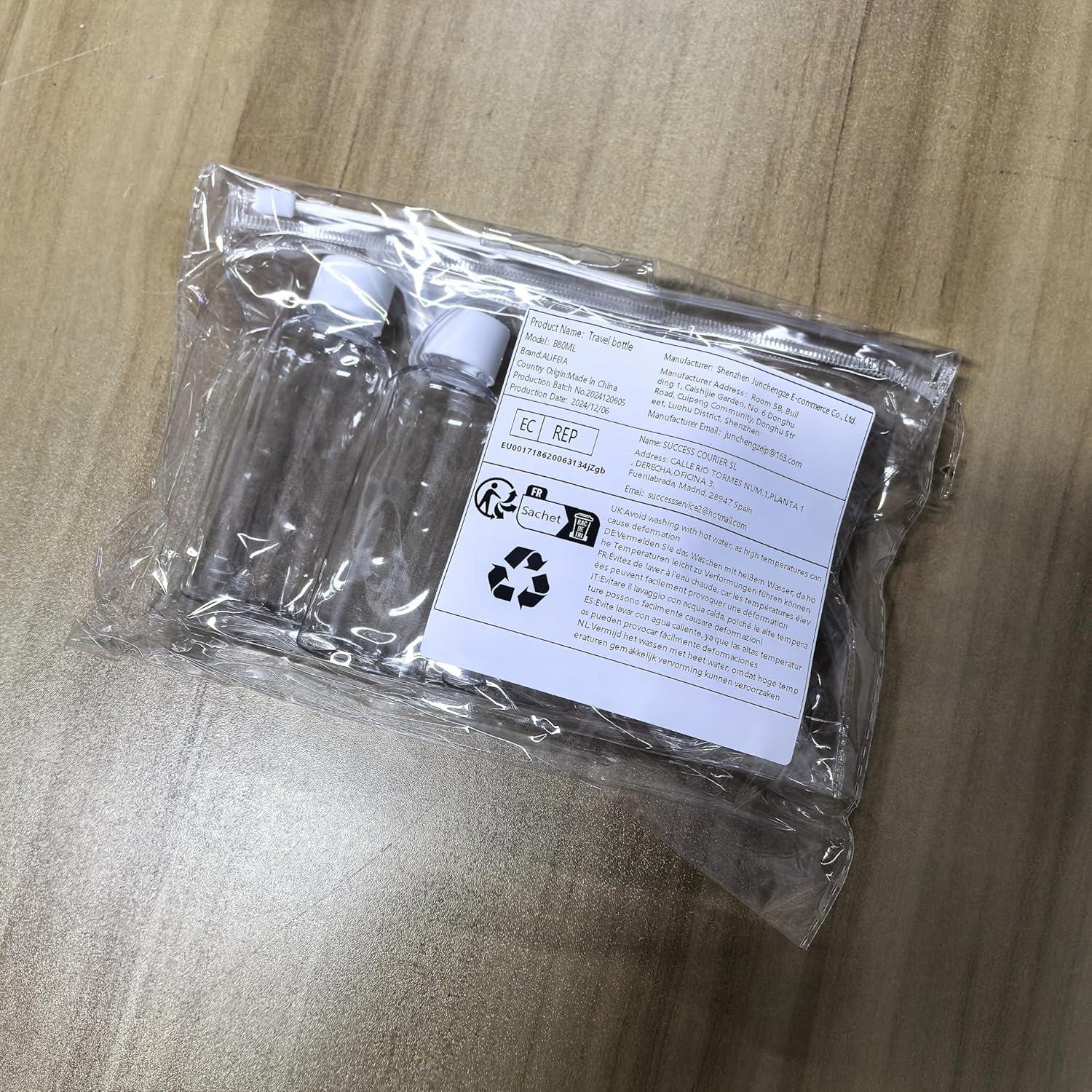 Botellas de Viaje ALIFEIA 4pcs 80ml Plástico Reutilizables