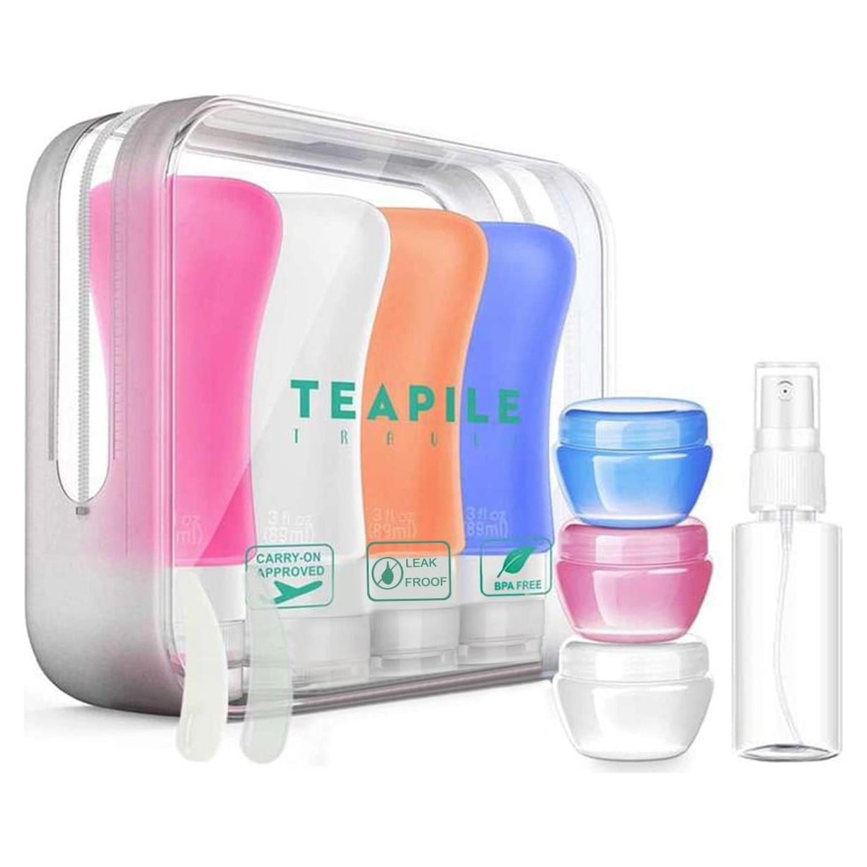 Paquete de 4 Botellas de Viaje Teapile 90ml a Prueba de Fugas