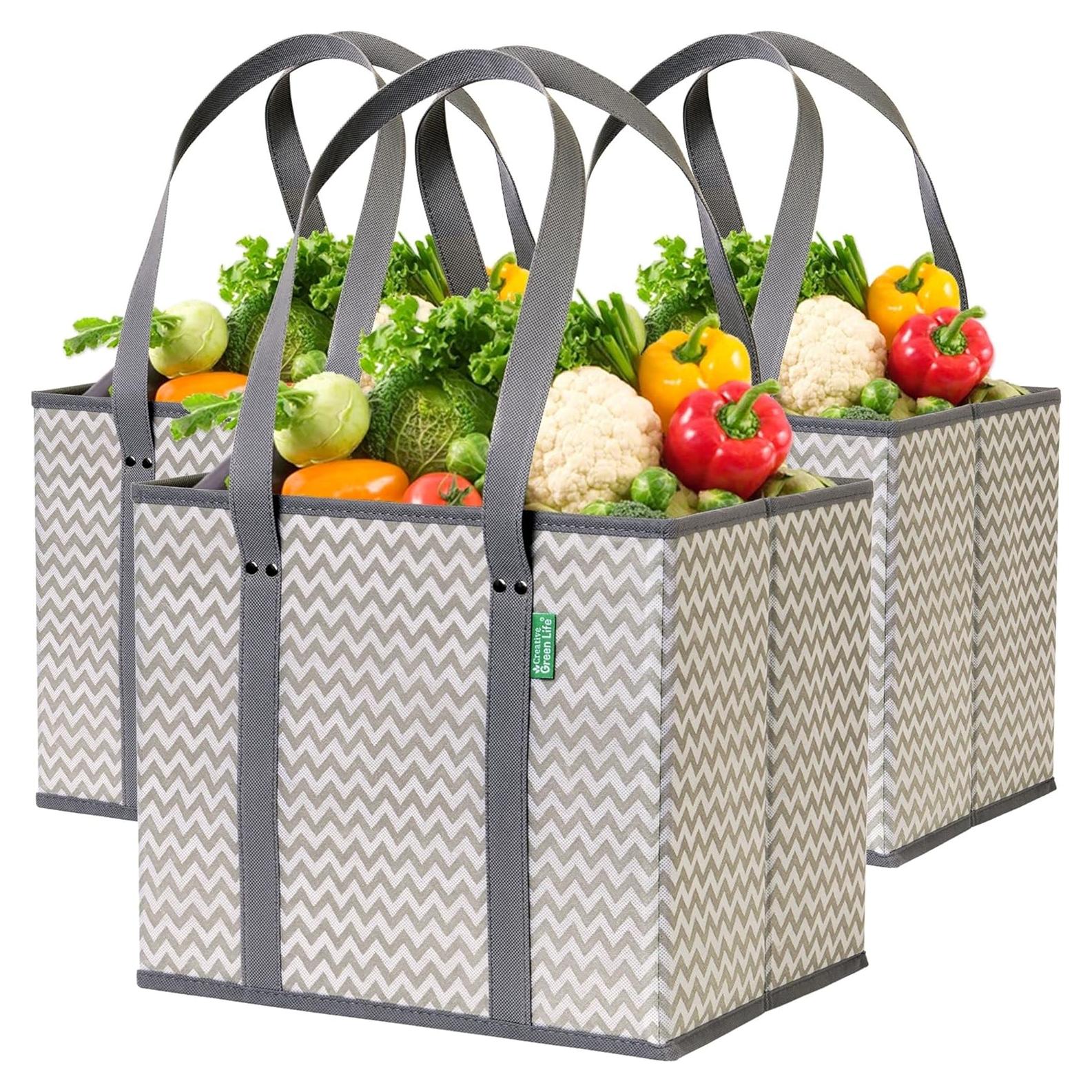 Bolsas de Compras Reutilizables CGL 3 Piezas Chevron Extra Grandes