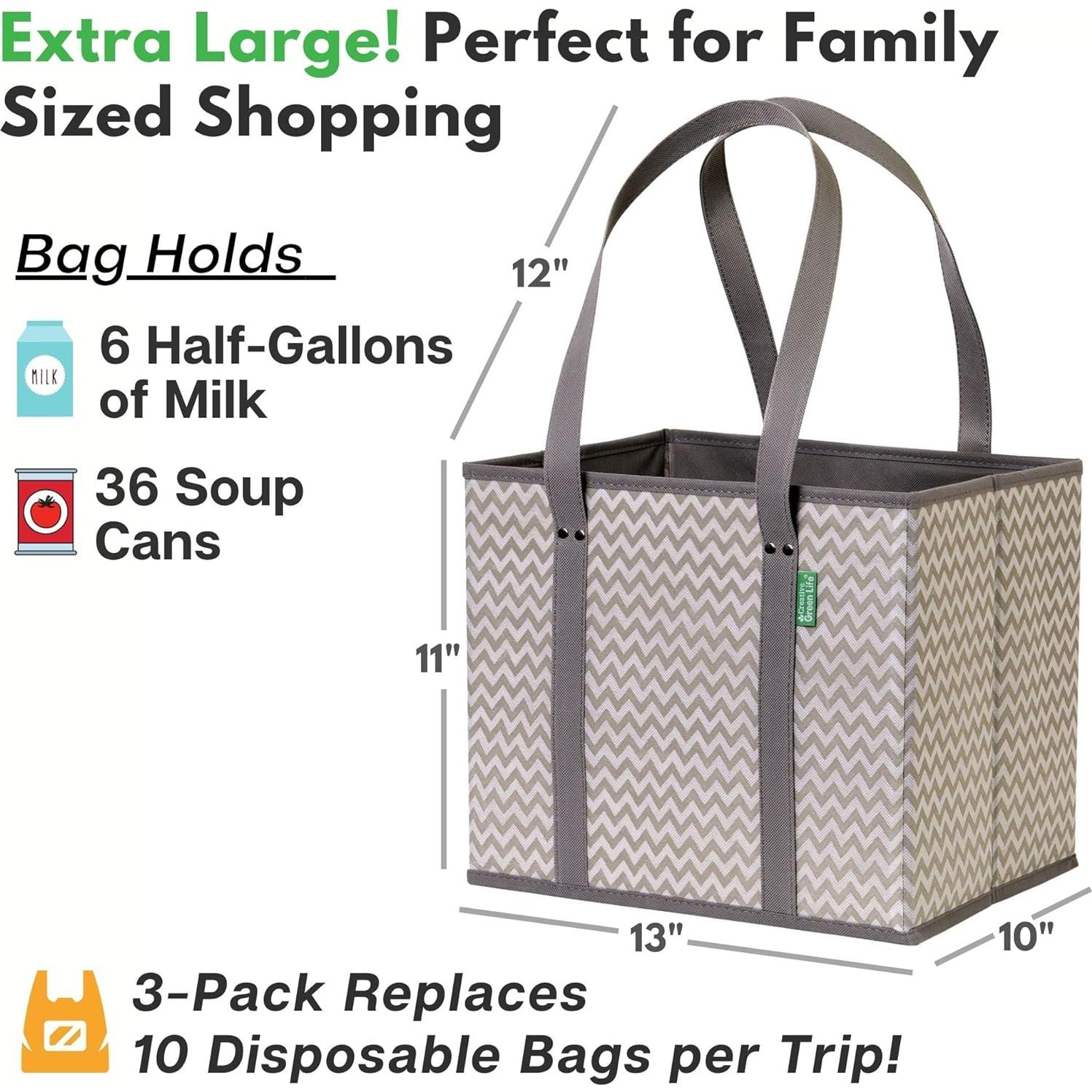 Bolsas de Compras Reutilizables CGL 3 Piezas Chevron Extra Grandes