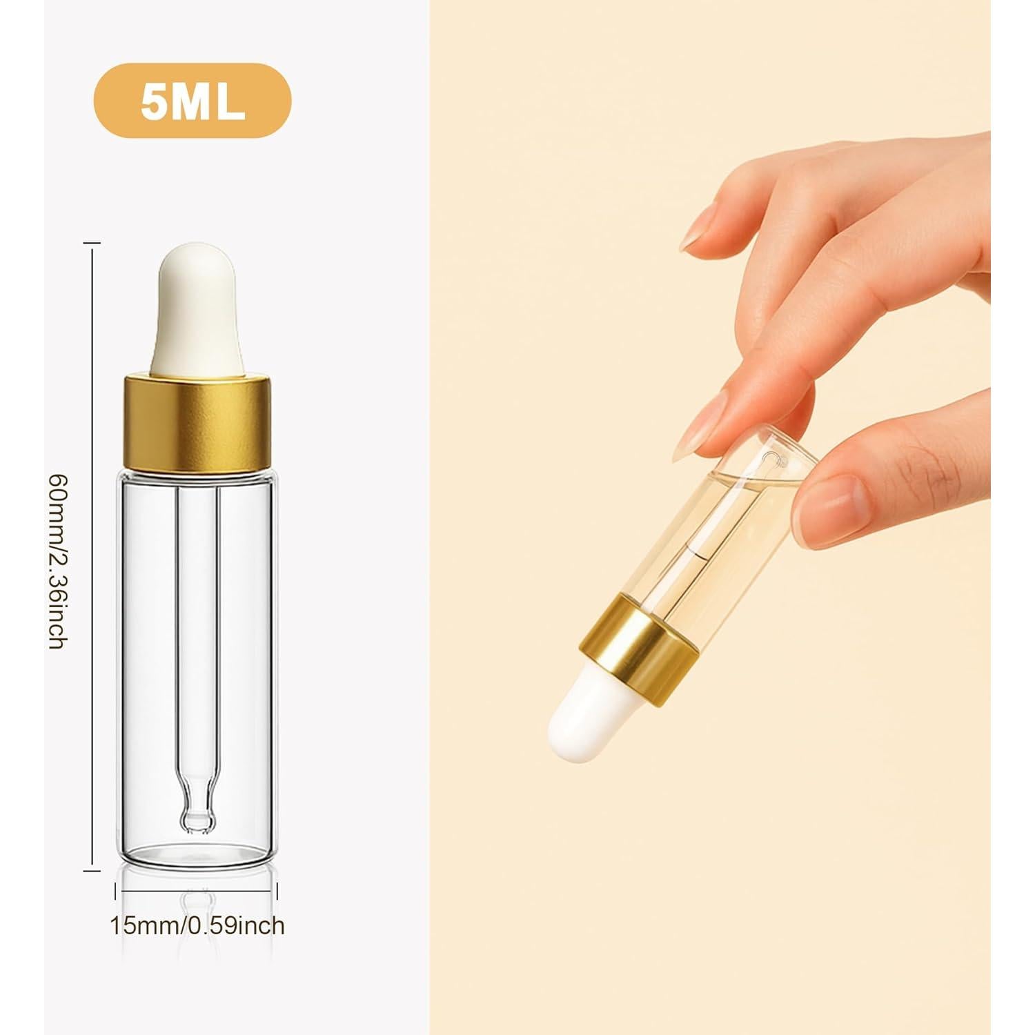 10 Botellas Cuentagotas de Vidrio ETTSNU 1ml A Prueba de Fugas