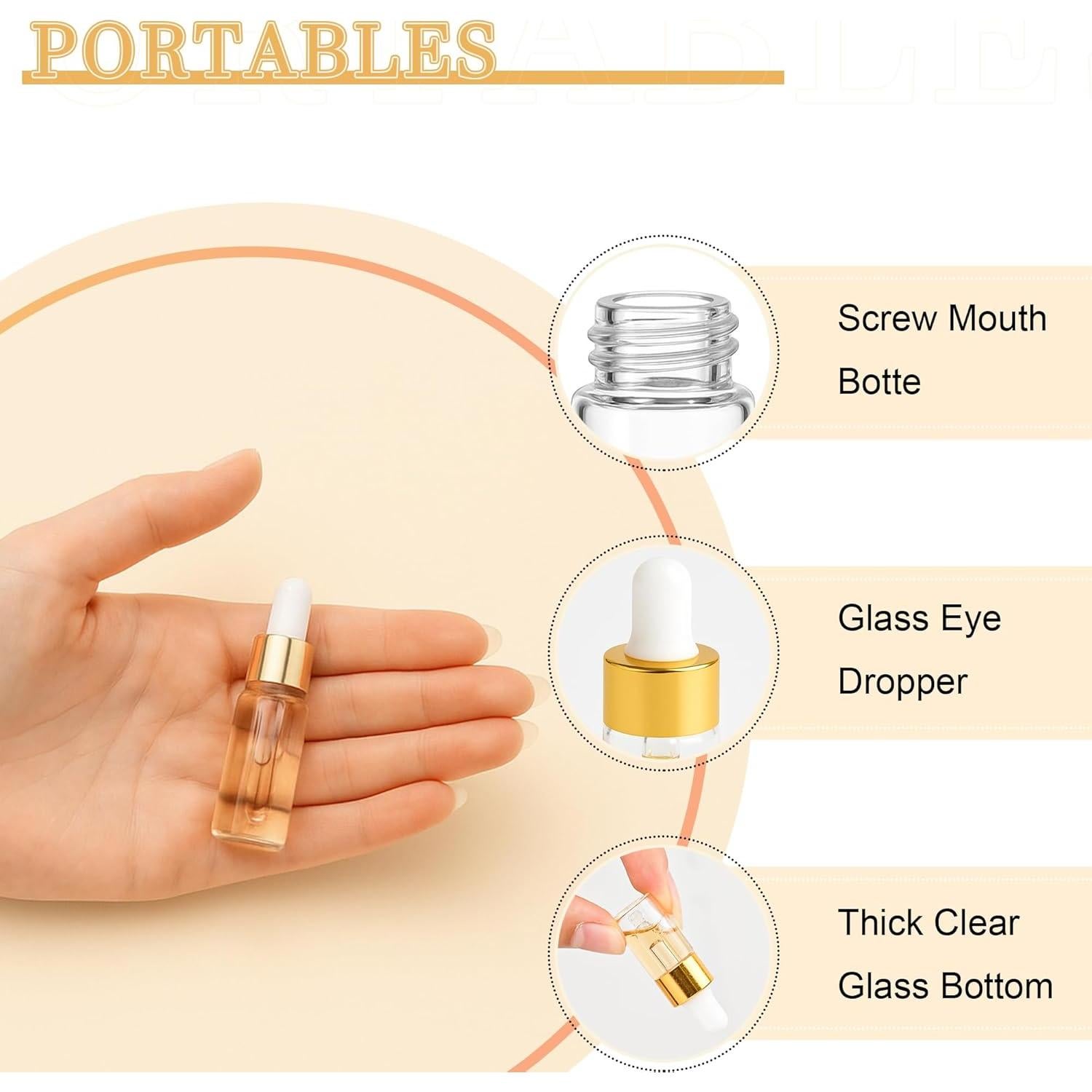 10 Botellas Cuentagotas de Vidrio ETTSNU 1ml A Prueba de Fugas