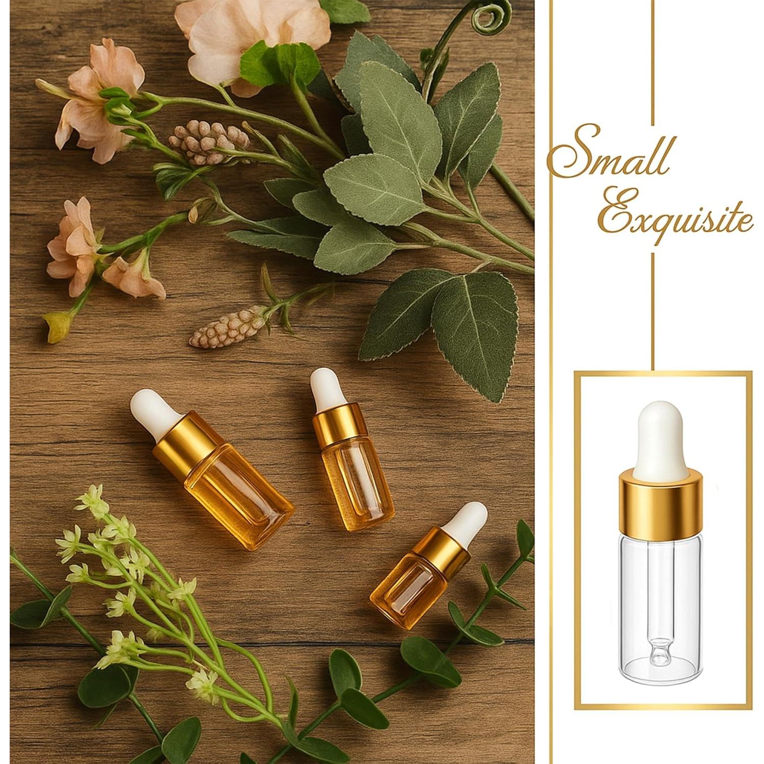 10 Botellas Cuentagotas de Vidrio ETTSNU 1ml A Prueba de Fugas