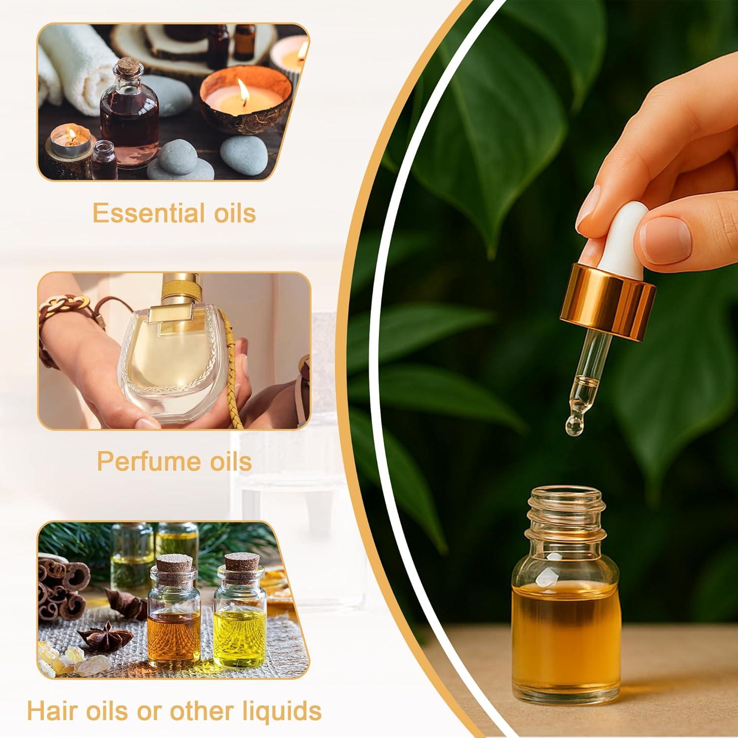 10 Botellas Cuentagotas de Vidrio ETTSNU 1ml A Prueba de Fugas