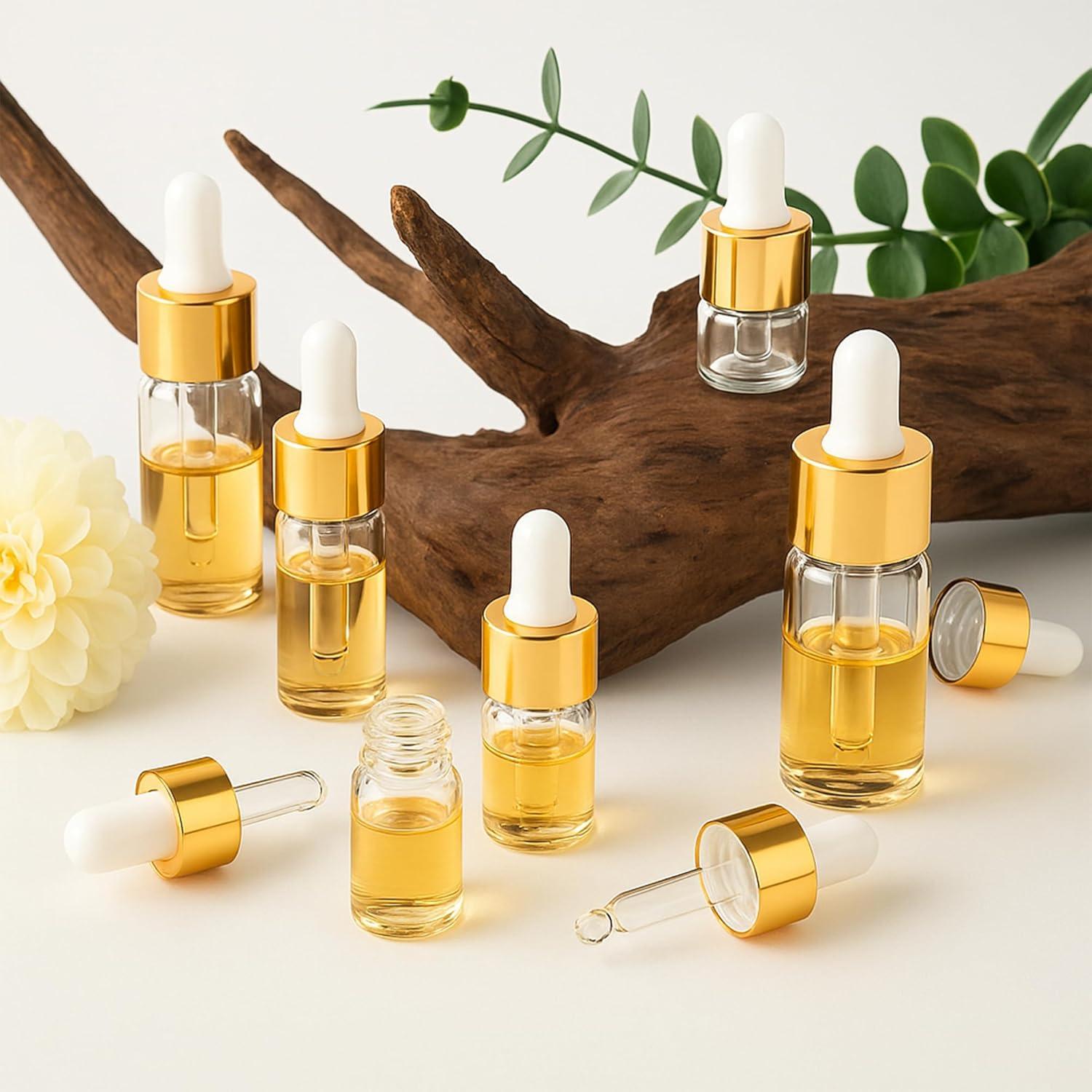 10 Botellas Cuentagotas de Vidrio ETTSNU 1ml A Prueba de Fugas