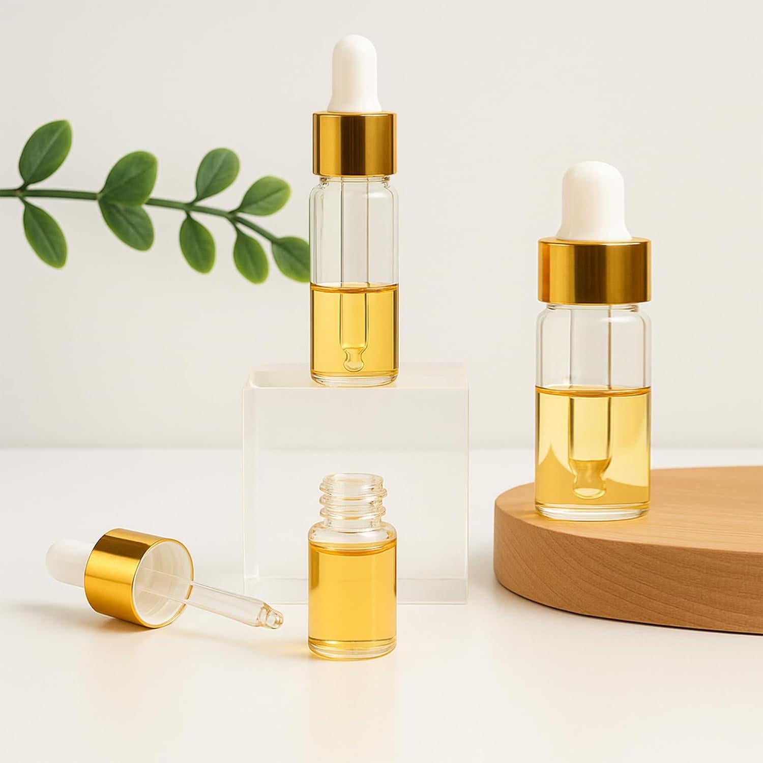 10 Botellas Cuentagotas de Vidrio ETTSNU 1ml A Prueba de Fugas