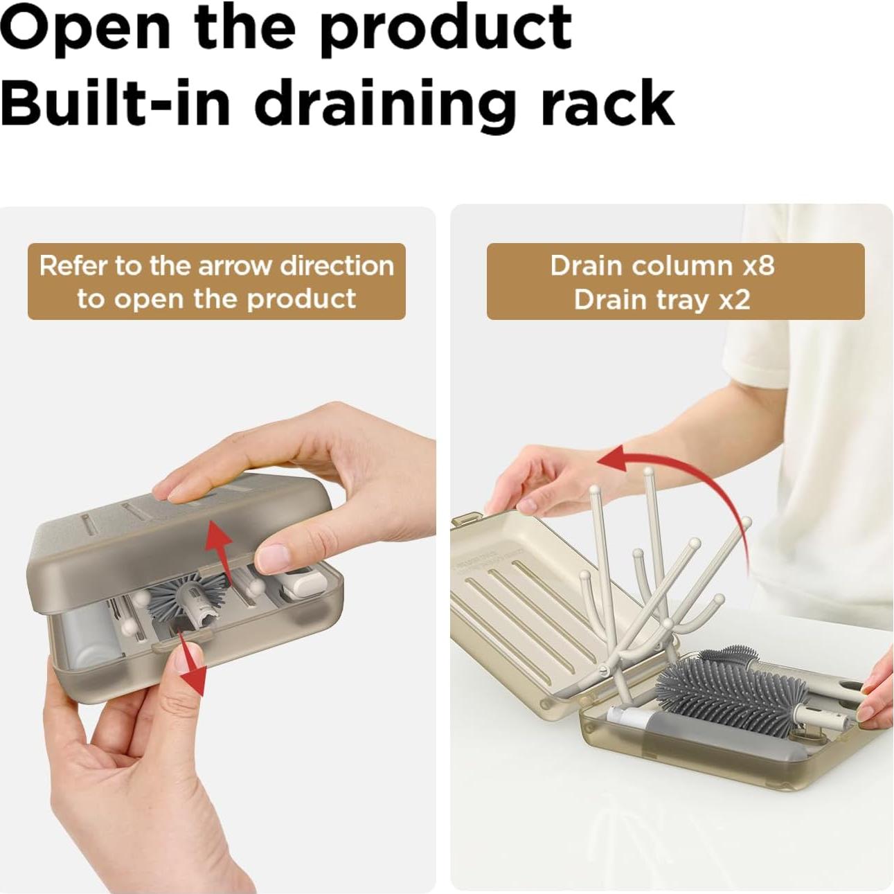 Juego de Cepillos para Botellas YOTIME 3 Unidades Café Claro